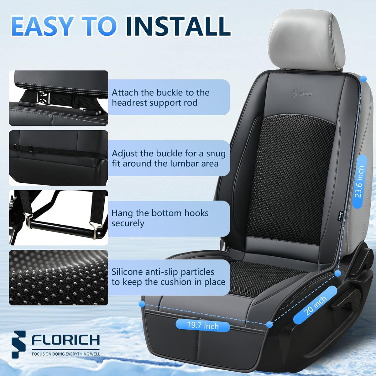 Upgraded Cooling Car Seat Cover Front Seat with Blowing&Suction, 12V-24V Ventilated Car Seat Cushion with 2 Turbo Fans, 3-Speed Adjustable Universal Fit Breathable Car Cushion for Summer Driving-Black