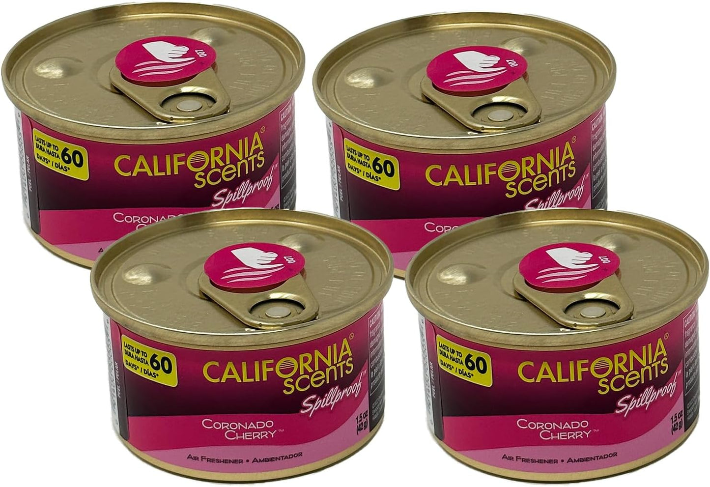 California Scents Spillproof Organic Air Freshener, Newport New Car, 1.5 Ounce Canister (Pack of 4)