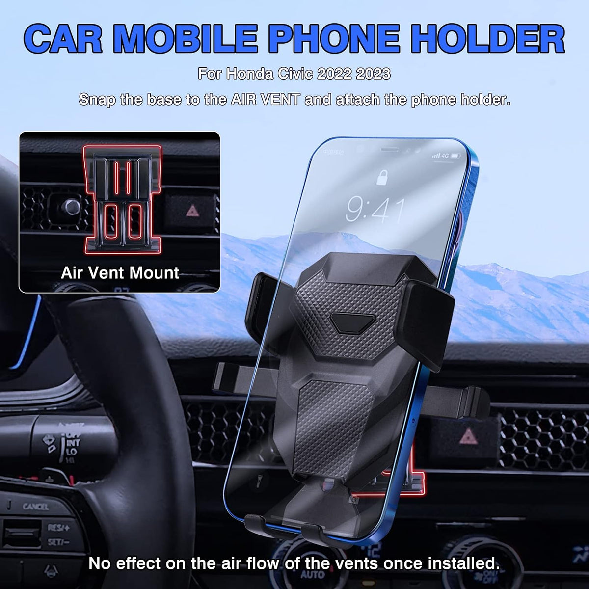 Karltys Car Phone Holder, Honeycomb Dashboard Car Phone Mount Thick Case Friendly, Hands Free Phone Holder for Honda Civic 2022-2025 2026 11th Gen. Interior Accessories