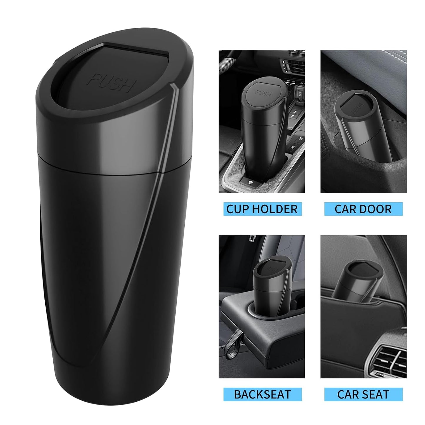 Car Trash Can with 90 Free Garbage Bags - Waterproof, Lid-Closed, Easy-to-Clean Cup Holder Trash Can, Ideal for Car Organization (Black & Pink Combo, 2-Pack, Perfect for Home, and Travel)