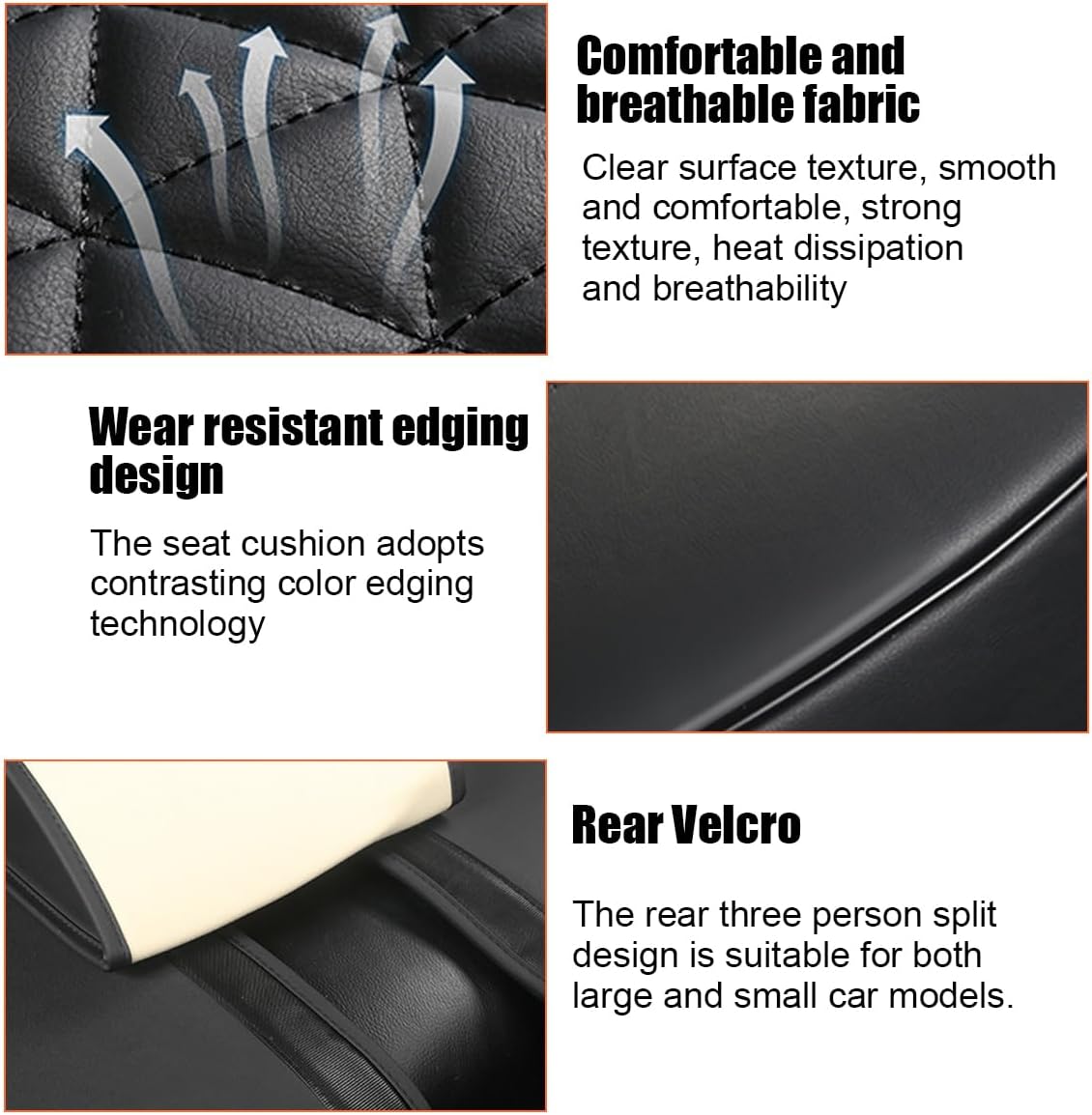 2PCS Leather Car Seat Cover, Rear Bottom Seat Protector Pad, Red