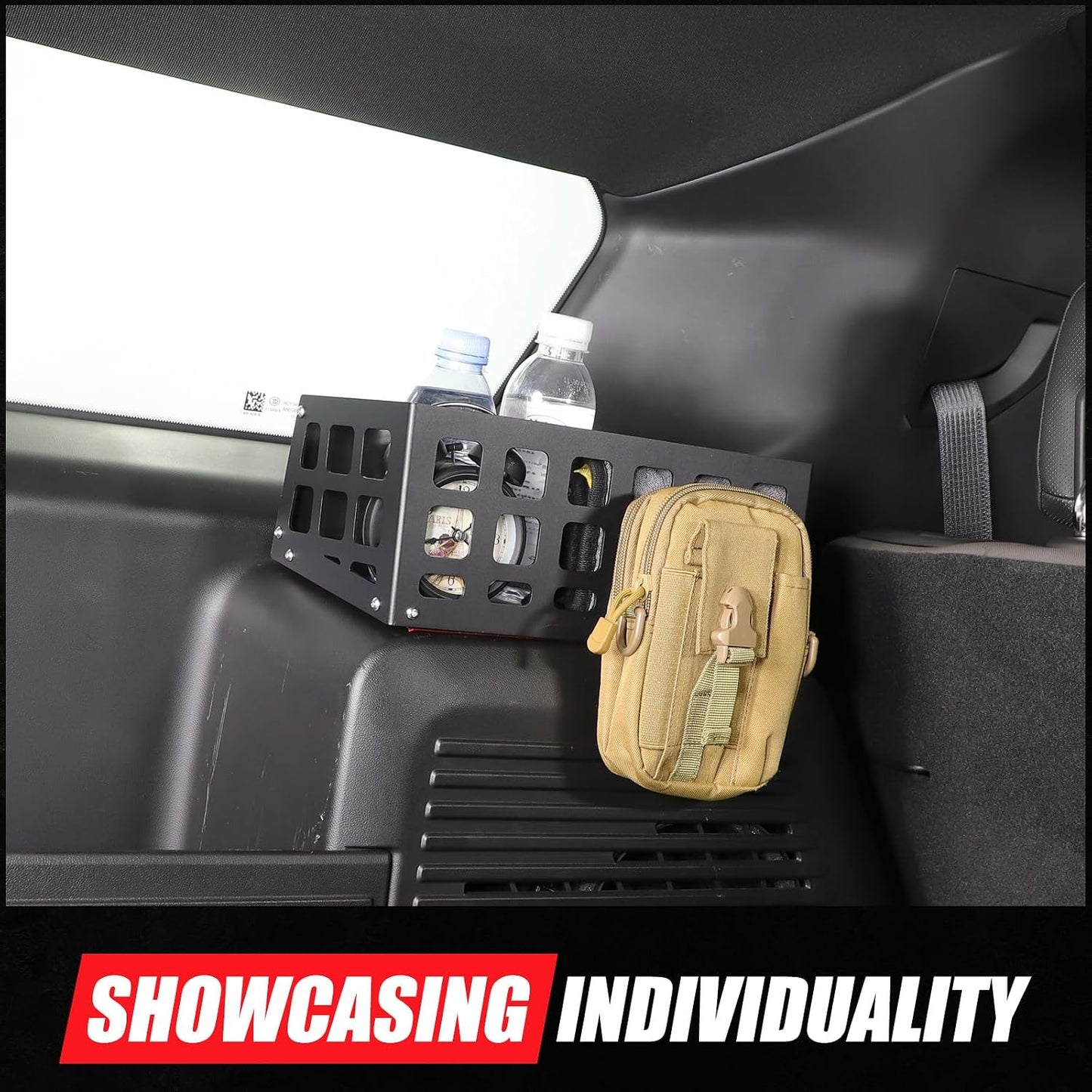 Aluminum Rear Trunk Cargo Organizer Compatible with 2024 2025 2026 Hummer EV Accessories Trunk Storage Management System Rack Modular Storage Box Basket (Left Side-Black)