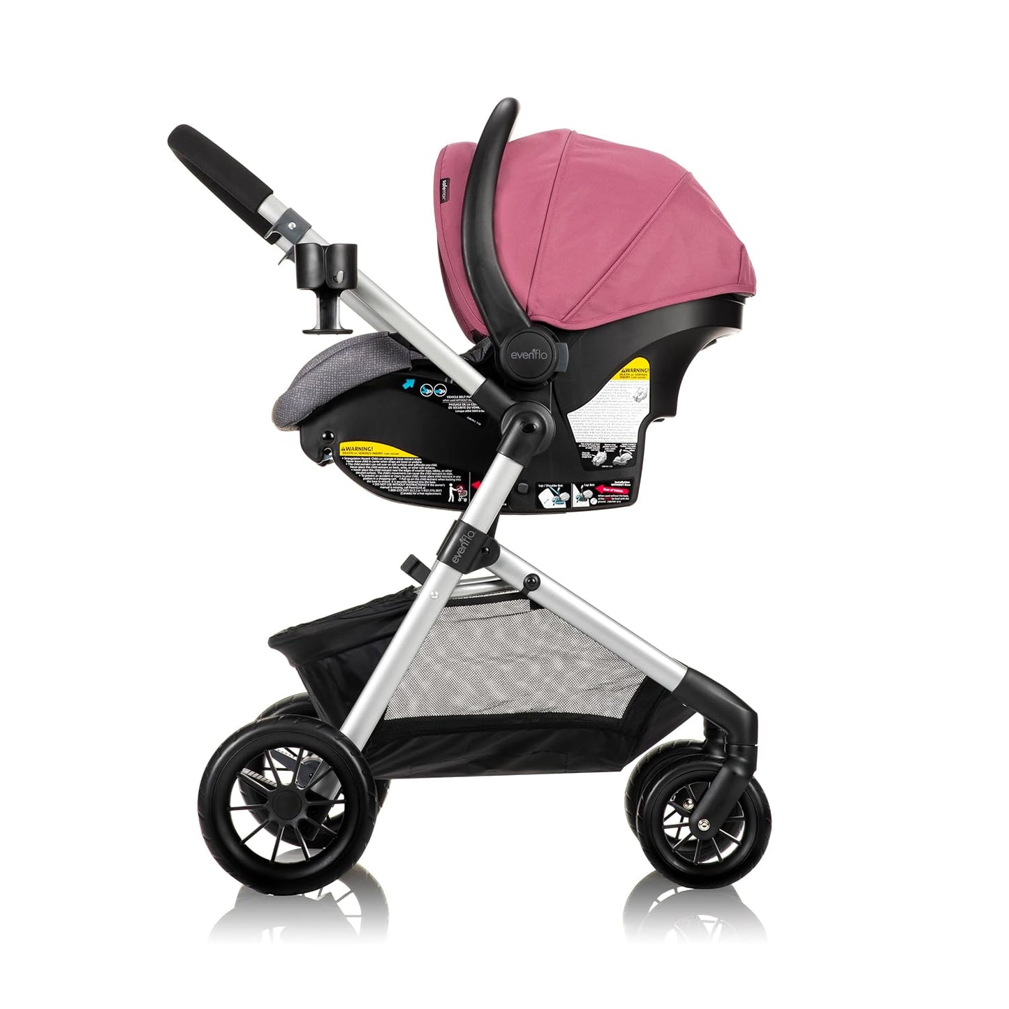 Evenflo Pivot Modular Travel System with LiteMax Preemie and Infant Car Seat (Dusty Rose Pink)