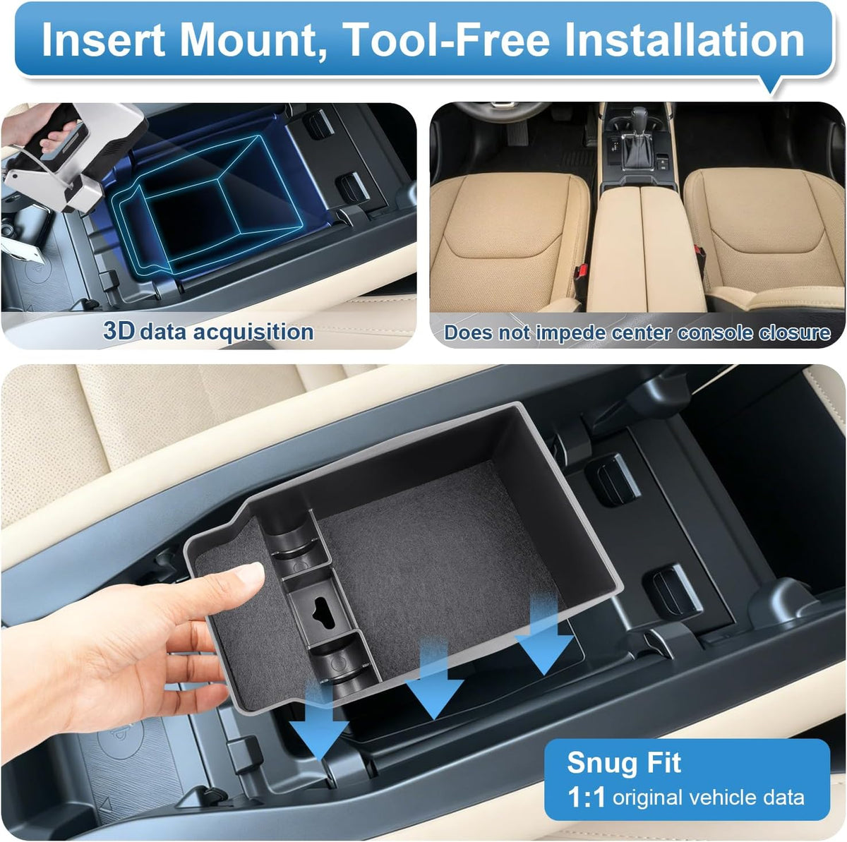 2026 CX-5 Center Console Organizer for Mazda CX-5 (2.5 S/2.5 S Select/2.5 S Preferred/2.5 S Premium Plus), Durable ABS Plastic &Silent Flocking Console Tray Insert 2026 CX-5 Accessories