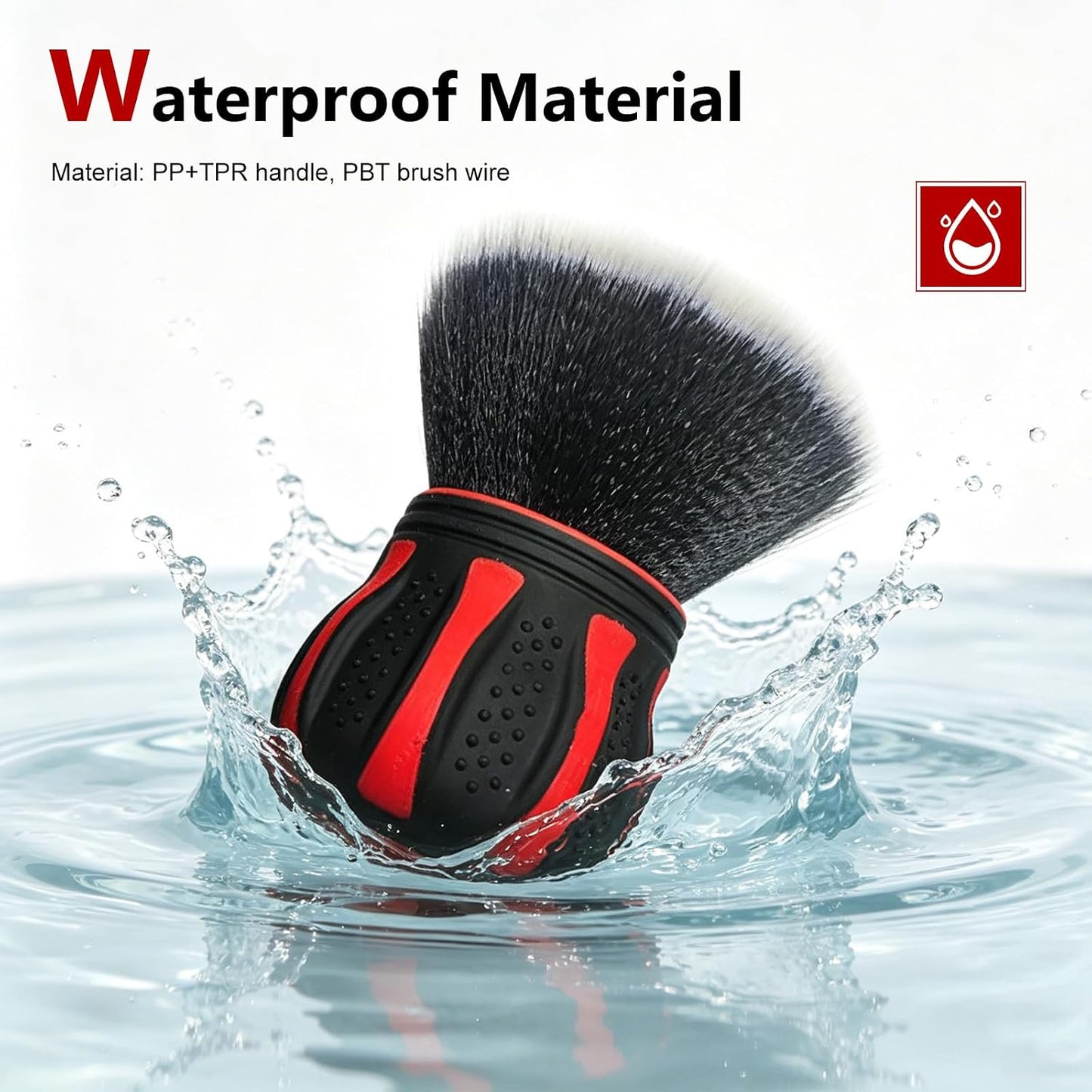 Car Detail Cleaning Brush, Ultra Soft Dense Bristle Dashboard Air Vent Brush, Non-slip Ball-shaped Handle & Storage Holder, Multi-purpose Interior Gap Cleaner for Car & Home & Office (Red)