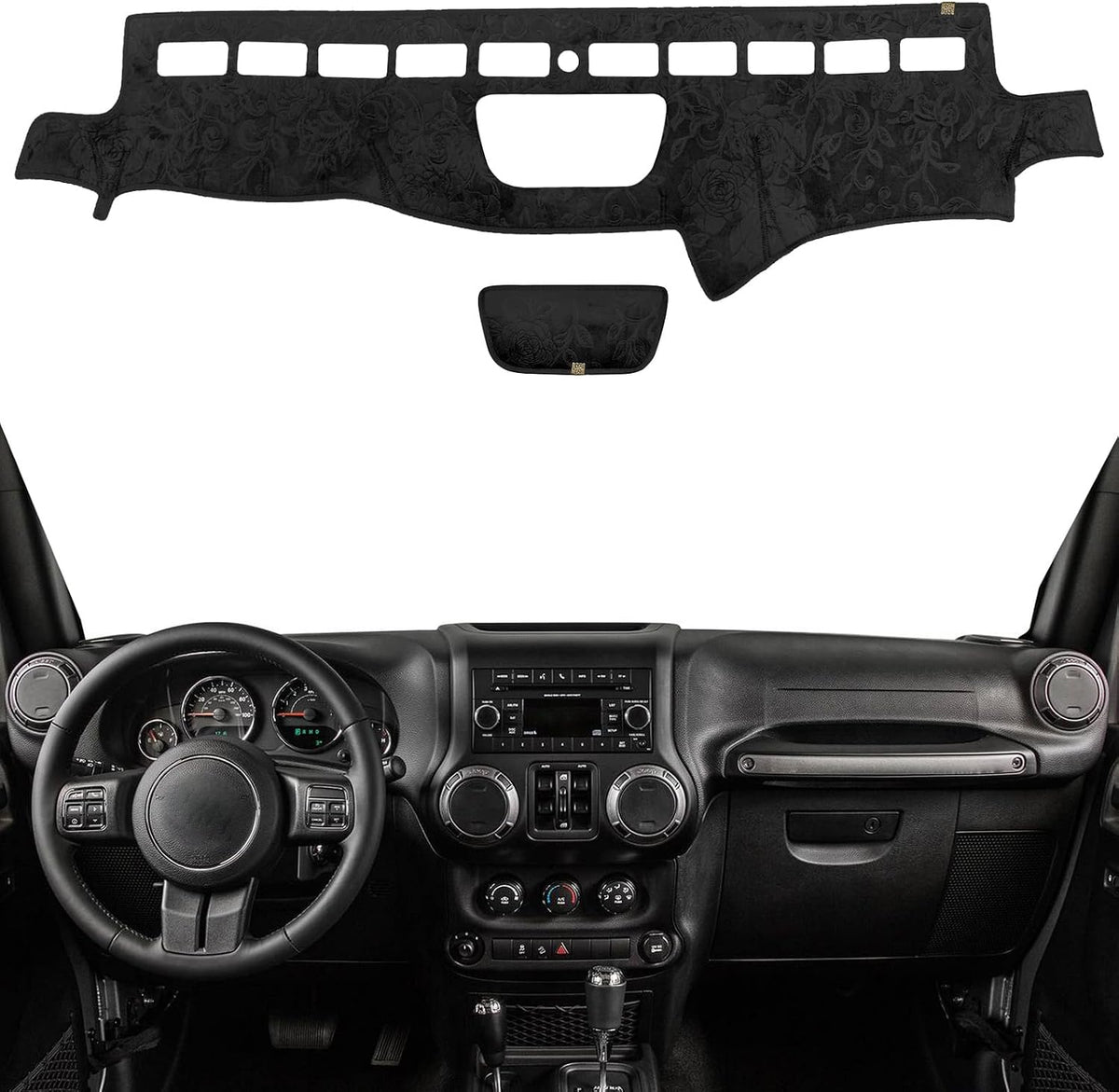 Dashboard Cover Dash Mat Fit for Je-ep Wrangler JK 2017-2011 (for JK Body Code),Car Dash Board Mat Anti-Glare Carpet,Non-Slip Pad Sunshield Protector (Flannel)