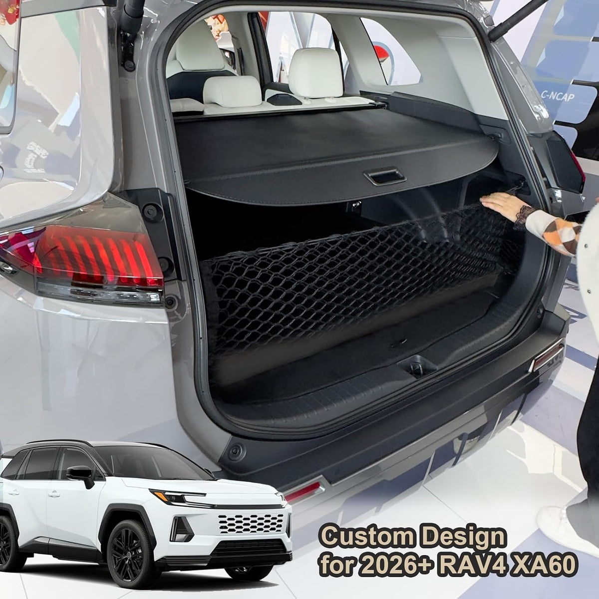 Cargo Net for All-New Toyota RAV4 2026 Accessories Rear Trunk Cargo Net Stretchable Organizer Elastic Mesh Net Compatible with Toyota RAV4 Accessories