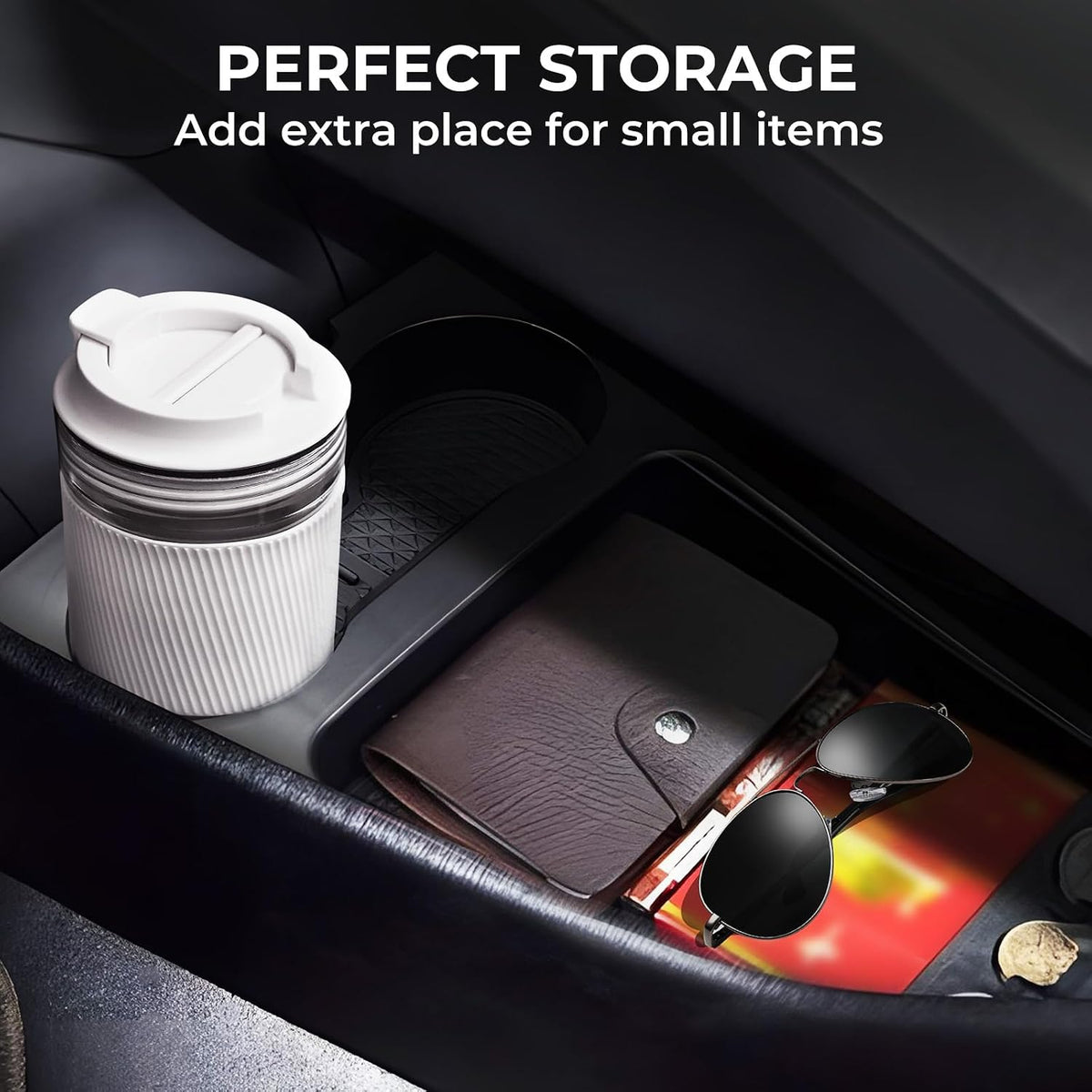 Center Console Organizer Lower Tray for Toyota Prius 30 2015 2014 2013 2012 (Not Fit Prius V), Durable ABS Plastic Under Center Console Storage Box Interior Accessories for 2012-2015 Prius