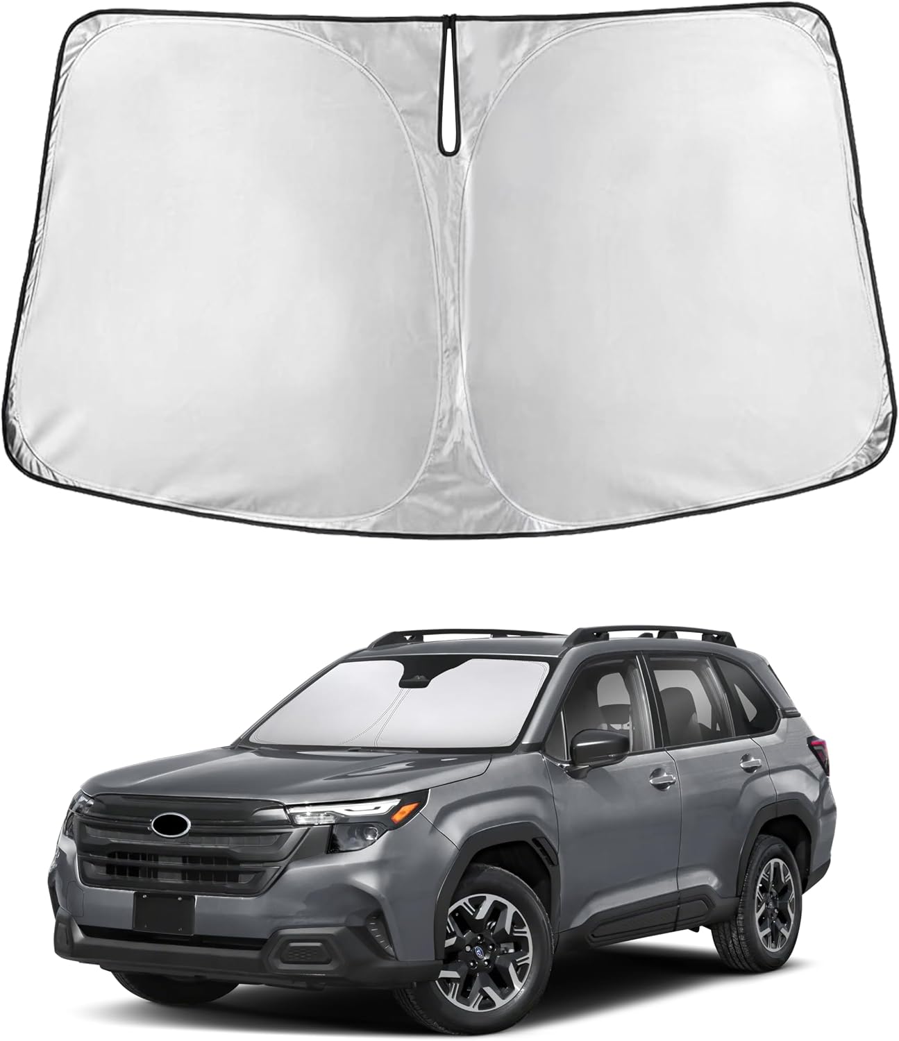 EcoNour Car Windshield Sunshade | Blocks 99% Heat & Keeps Interior Cool | Universal Fits Cars, SUVs, Trucks | Automotive Sun Screen, Visor & Car Accessories for Summer | Medium (64x32 Inches)