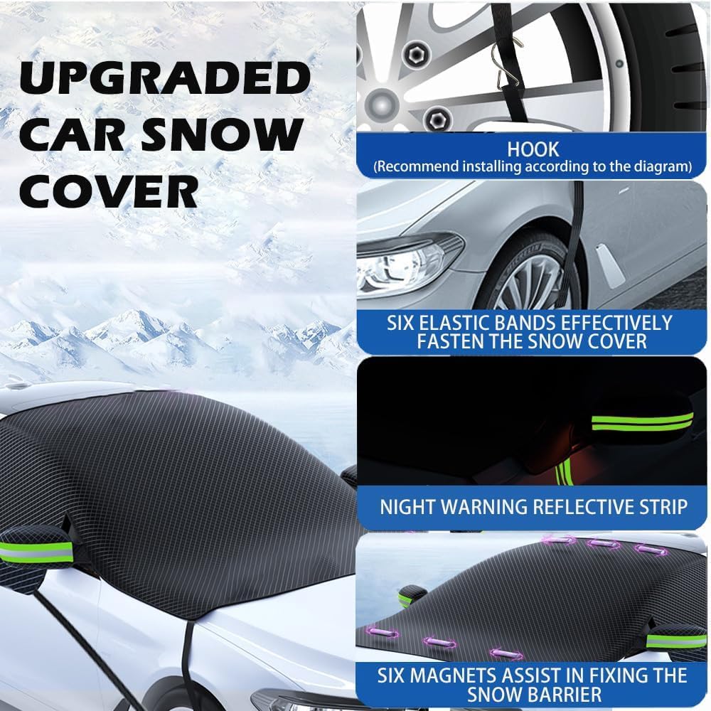 Custom fit for Mini Windshield Snow Covers, 8 Layers WAaterproof Windproof Protection, UV, Winter Magnetic Windshield Frost Cover, for Mini Accessories (for Mini Hardtop 4 Door)