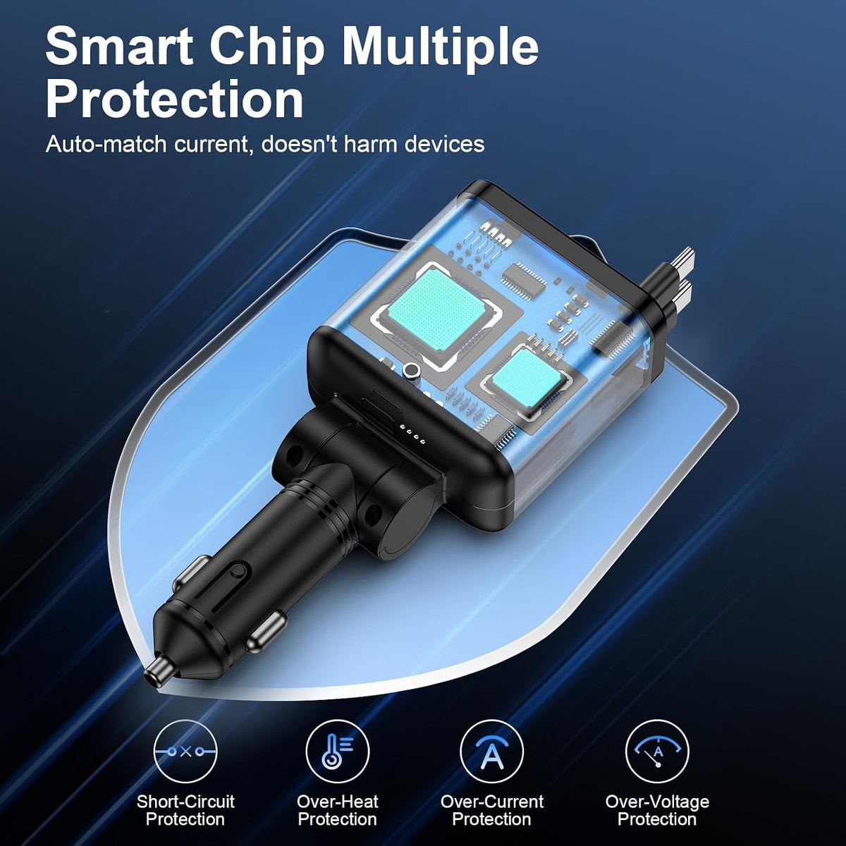 Retractable Car Charger with Starlight for Samsung Galaxy S26 Ultra/A17/A16