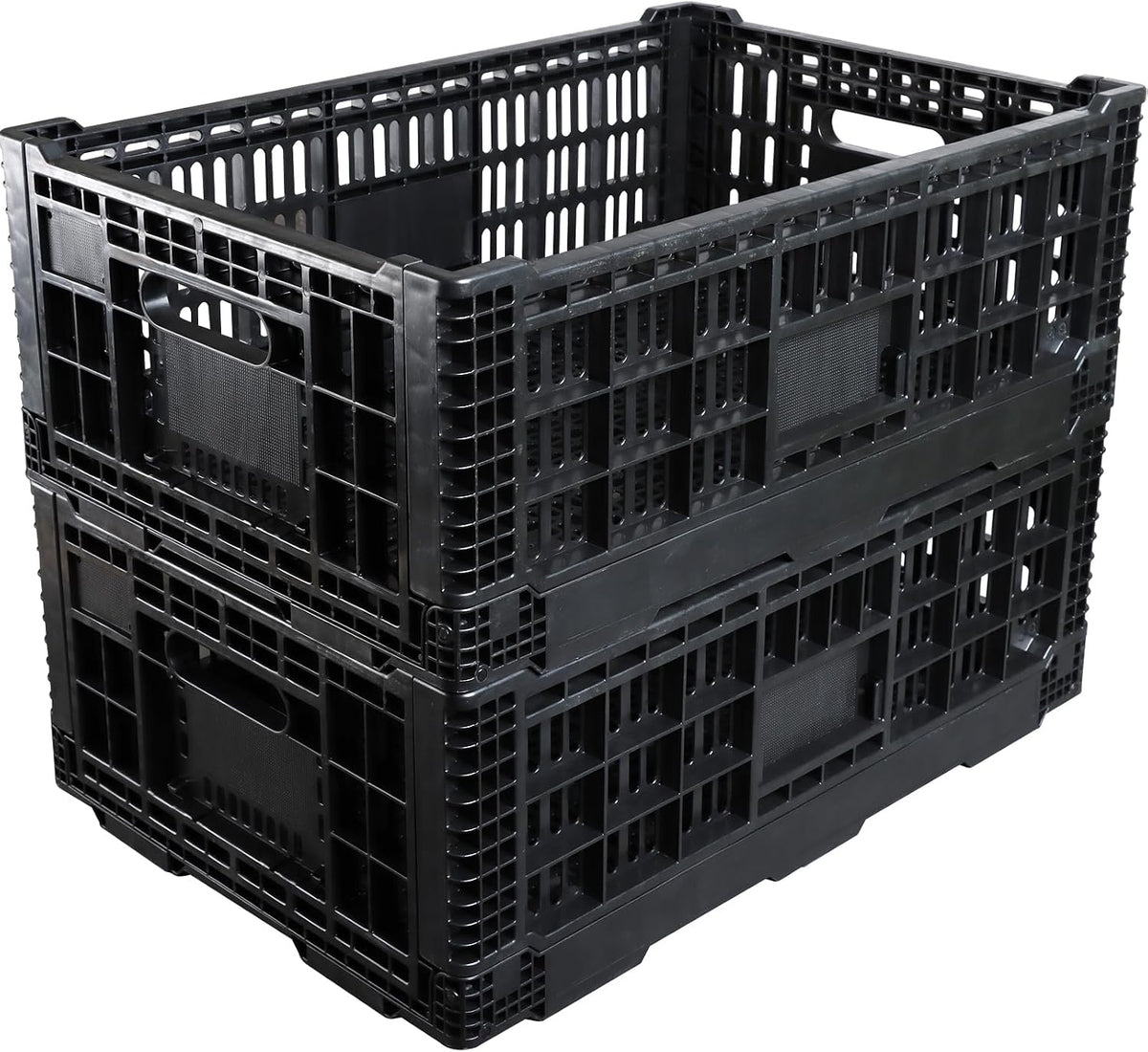 Collapsible Storage Bin Containe，52 Liter Transferheavy duty Black plastic storage box,milk crates heavy duty Transit storage (2)