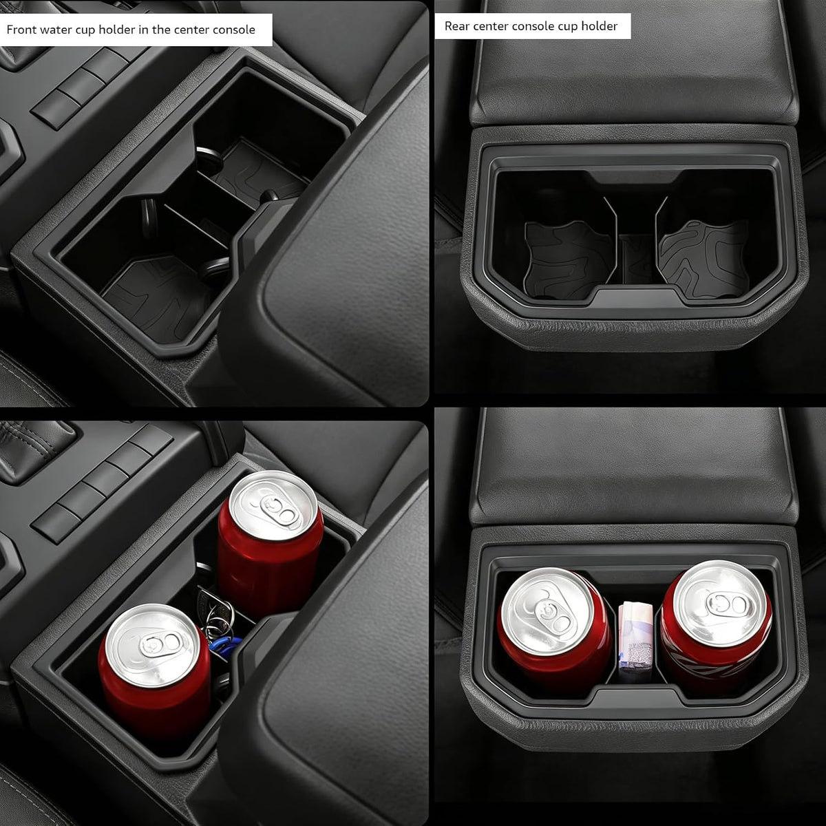 Center Console Cup Holder Inset for Toyota Tacoma Gen 4th 2026 2025 2024 Interior Accessories Front & Rear Car Drink Holder Organizer Protector(2PCS)