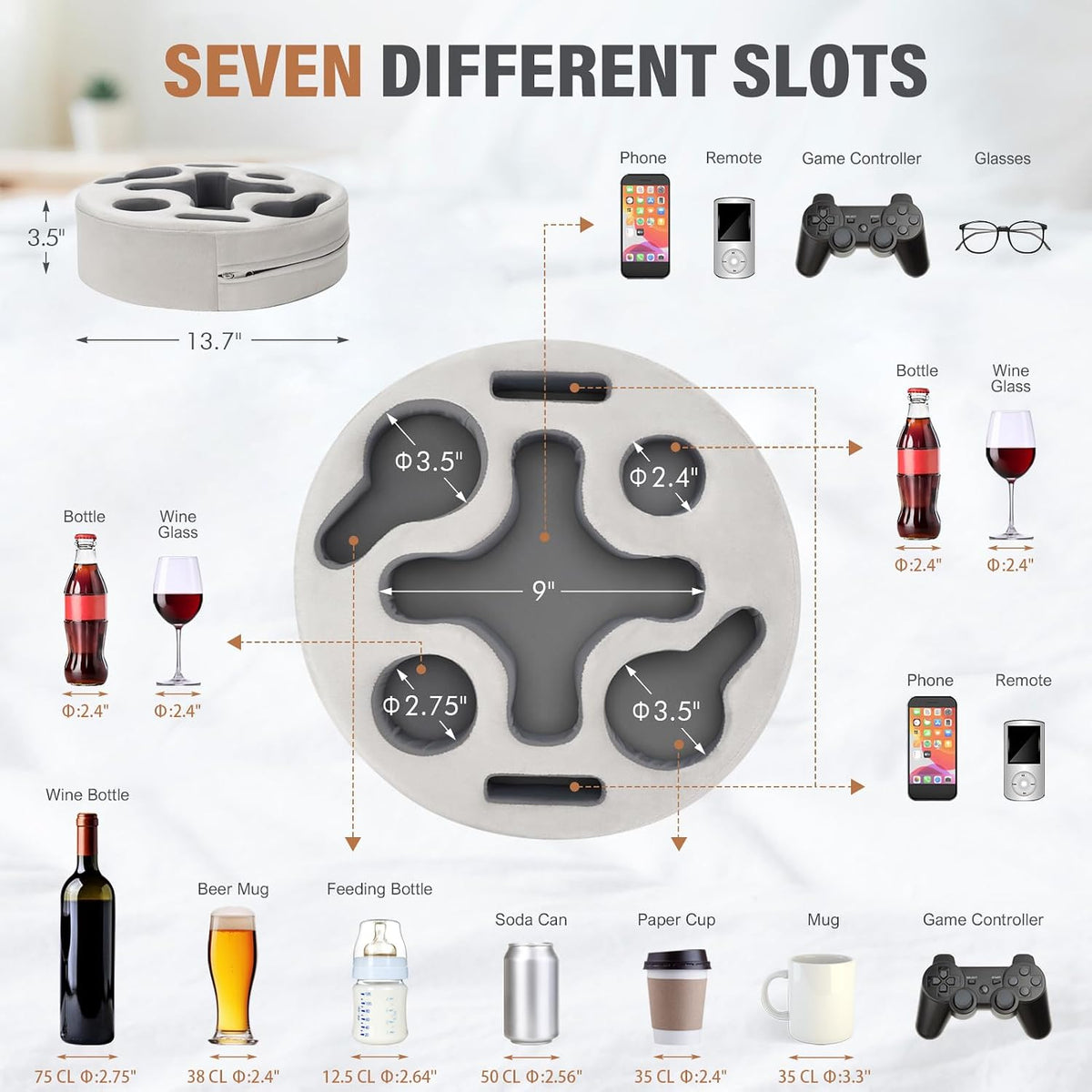 INNO STAGE Couch Cup Holder Pillow Sofa Caddy Buddy