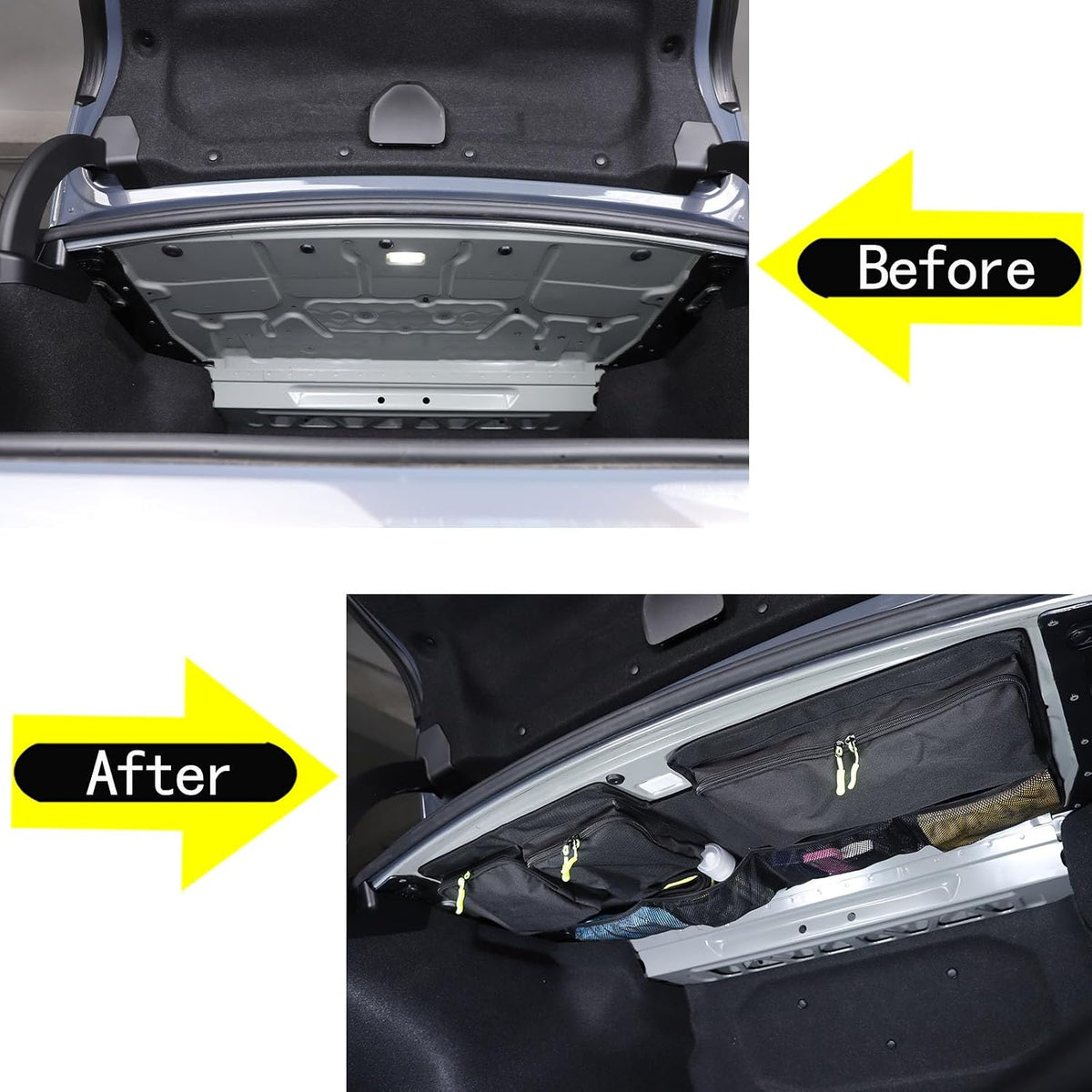 Car Trunk Organizer Storage Cargo Bag Compatible with BMW 5 Series G60 2024 2025+Rear Trunk Luggage with Removable Large Capacity Stable Collapsible and Mesh Compartments (1PC)