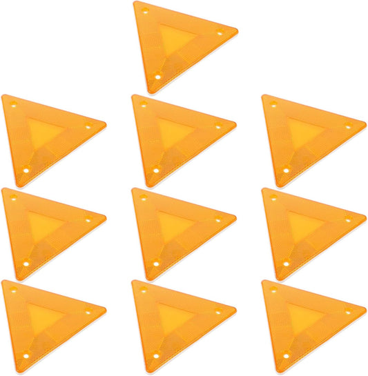 10pcs Yellow Plastic Triangle Reflector Warning Sign for Vehicle Rear