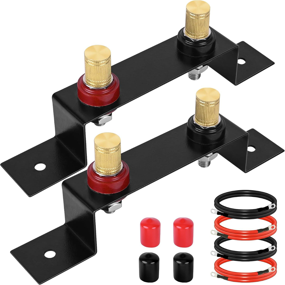 Battery Relocation Kit, Battery Jump Post Kit Heavy Duty Remote Battery Terminals Charging Post with Bracket Cable Compatible with UTV ATV Car Trucks RV Tractor Boat