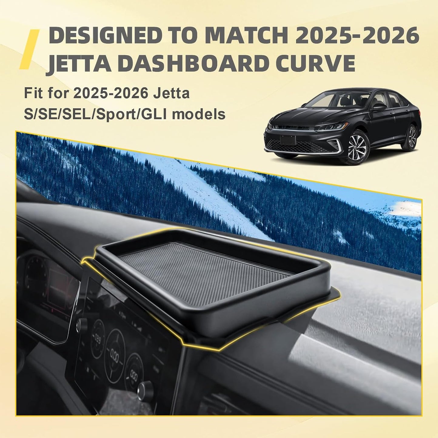 Dashboard Organizer Storage Tray for 2025 2026 Volkswagen Jetta Accessories | Behind 8-inch Screen Organizer, Unused Space Utilized, Quick Access Essentials, ABS Material with Rubber Insert
