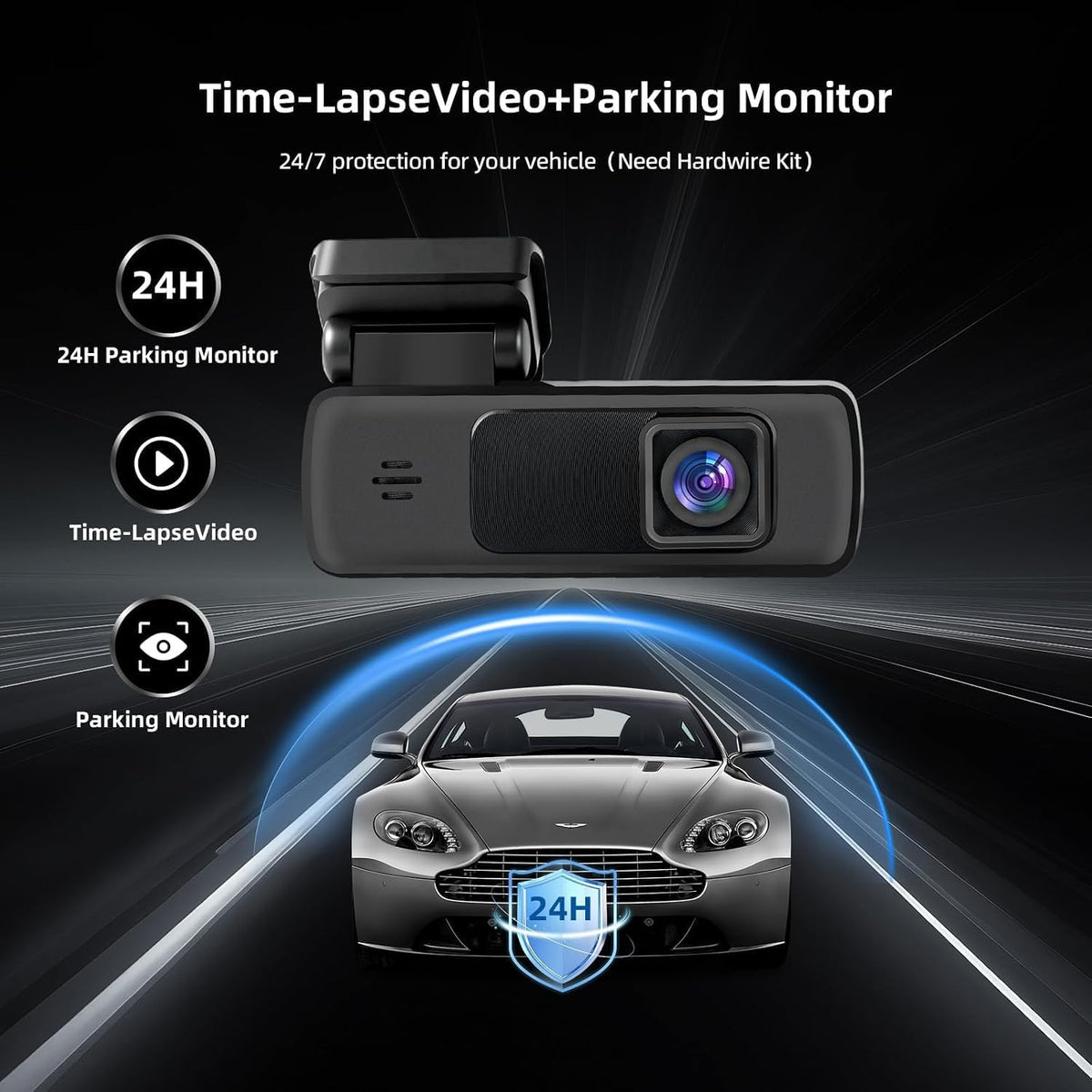Dash Cam for Cars, 1080P FHD Front Dash Camera