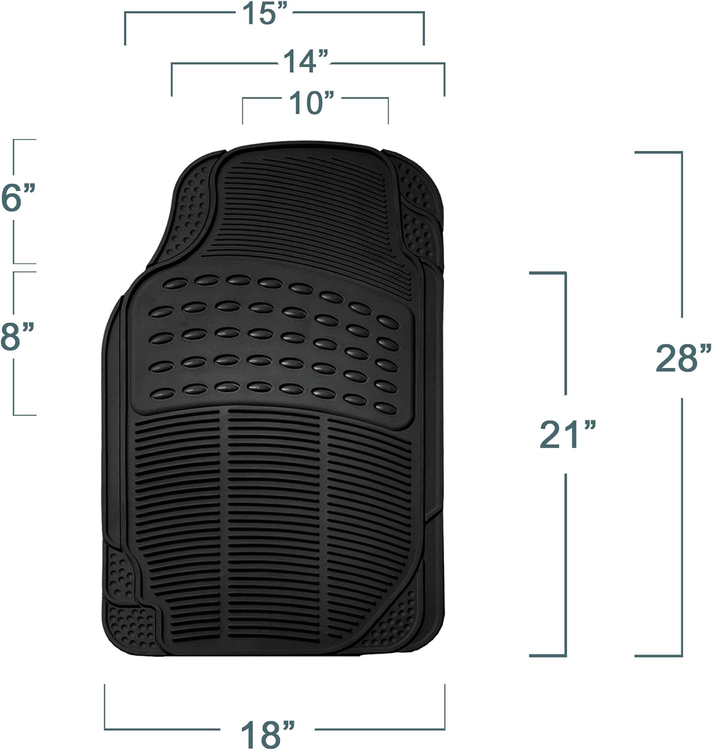 FH Group Automotive Floor Mats Climaproof for All Weather Protection Universal Fit Trimmable Heavy Duty fits Most Cars, SUVs, and Trucks, 2pc Front Set Solid Black