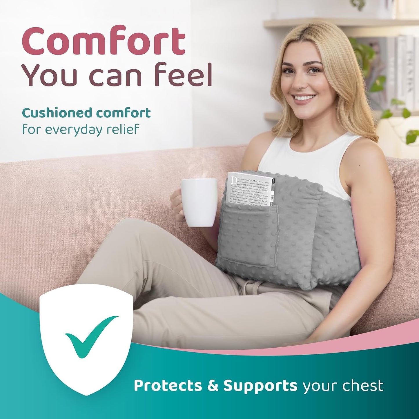 Zomaple Post Mastectomy Pillow Post Surgery – Post-Op Essentials, Breast Augmentation/Reduction & Mastectomy Recovery Supplies – Washable Cover for Comfort & Support