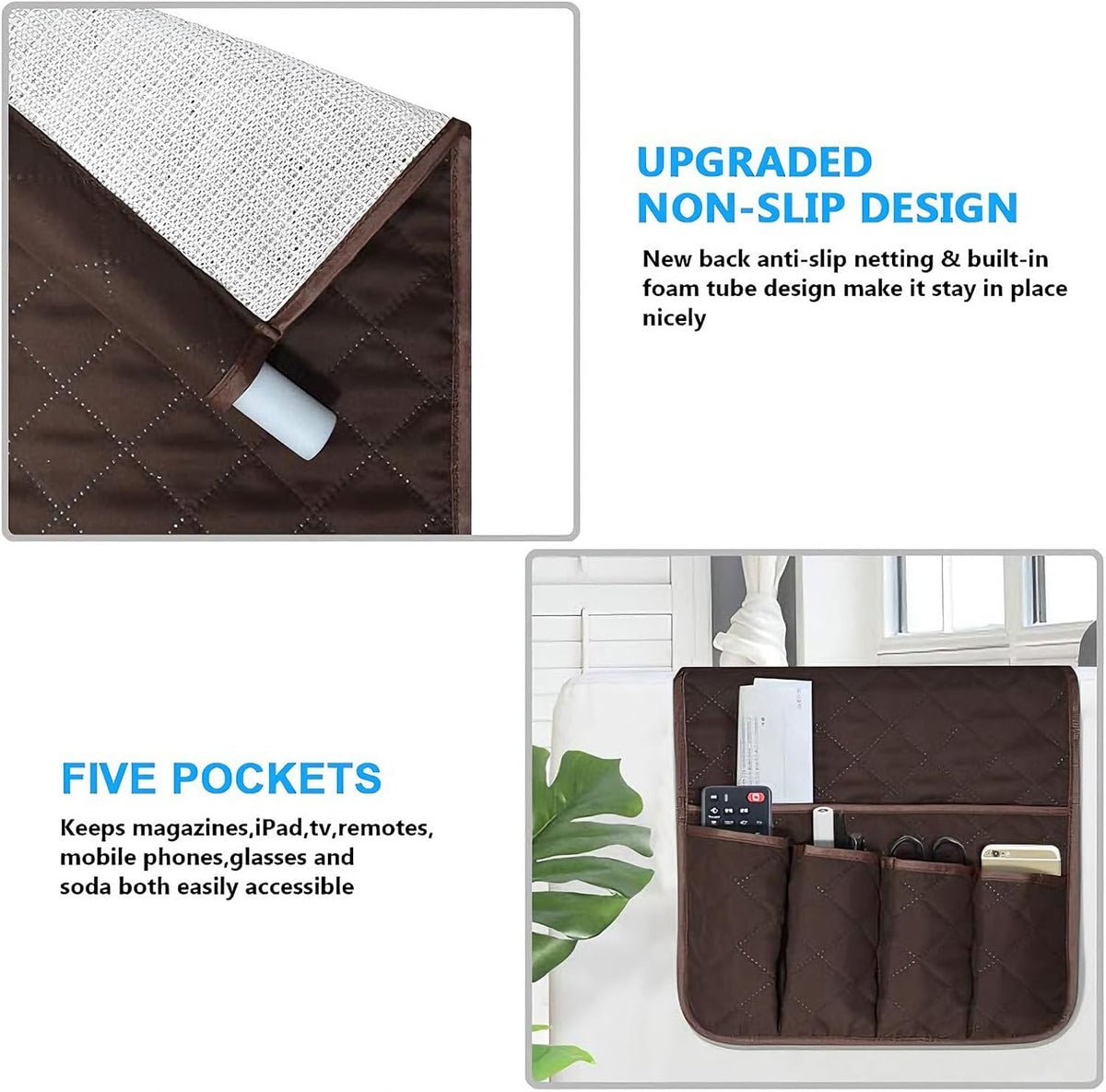 Armchair Caddy for Recliner, Non Slip Sofa Arm Organizer, Coffee