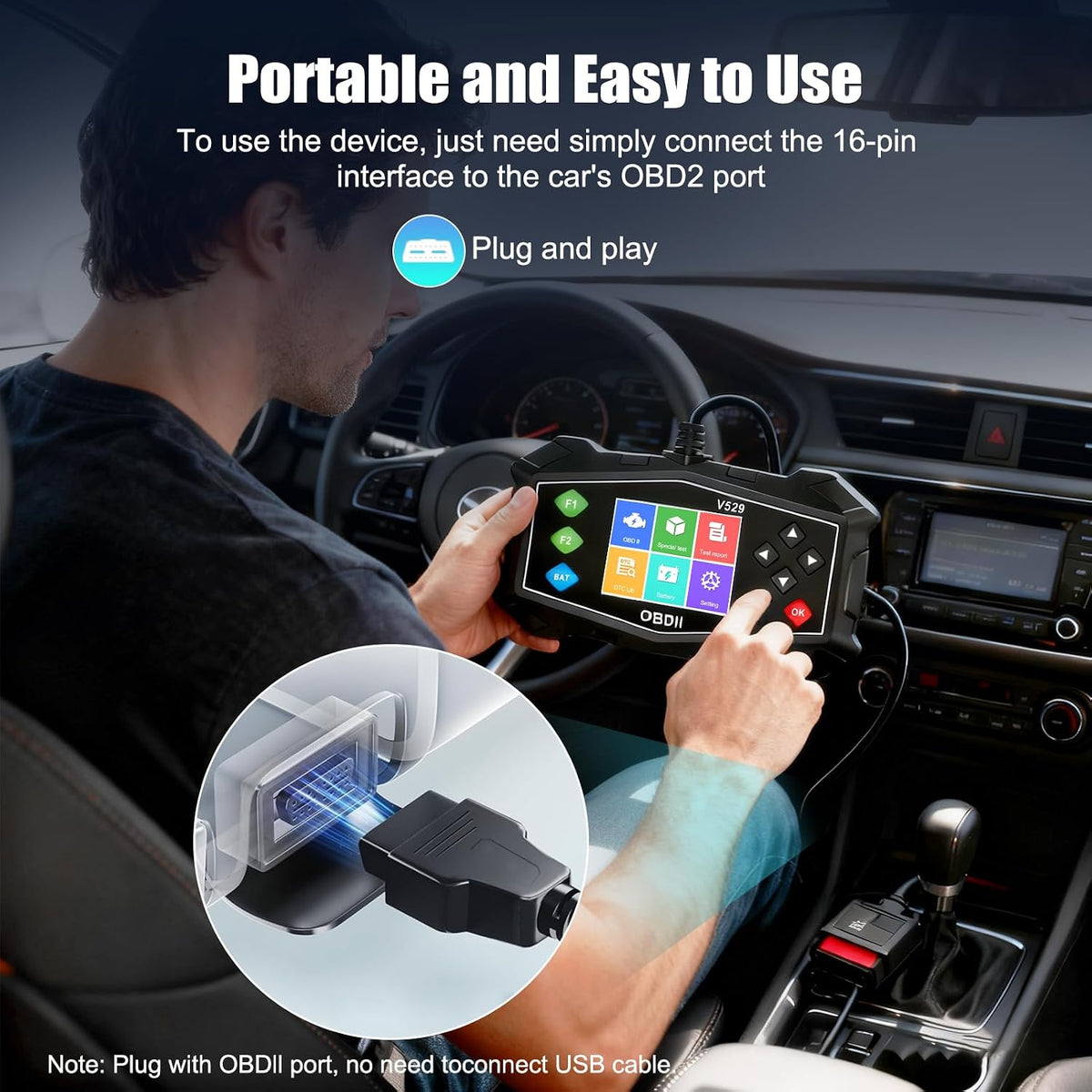 OBD2 Scanner Diagnostic Code Reader,Automotive OBD II Engine Light,Battery Tester,Mode 6, Mode 8 & I/M Readiness,OBDII Scan Tool for All OBDII Cars 1996+(OBDIIBlack)