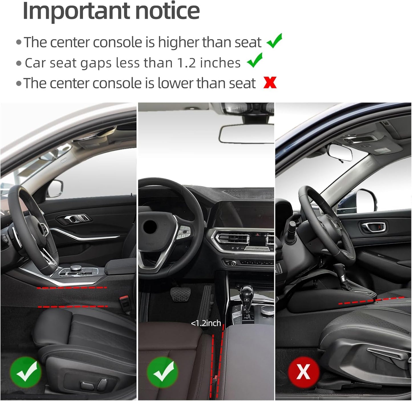 BETTERHUMZ Car Side Seat Storage Box Compatible with BMW 1 2 3 4 5 6 7 Series X1 X2 X3 X4 X5 X6 X7 Suede Leather Car Seat Gap Filler Organizer Accessories (Red Black)