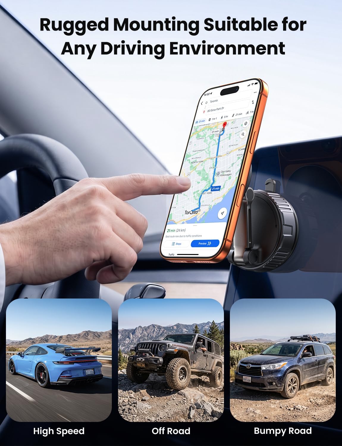 LOXP for MagSafe Car Mount, Vacuum Phone Holders for Your Car, Black