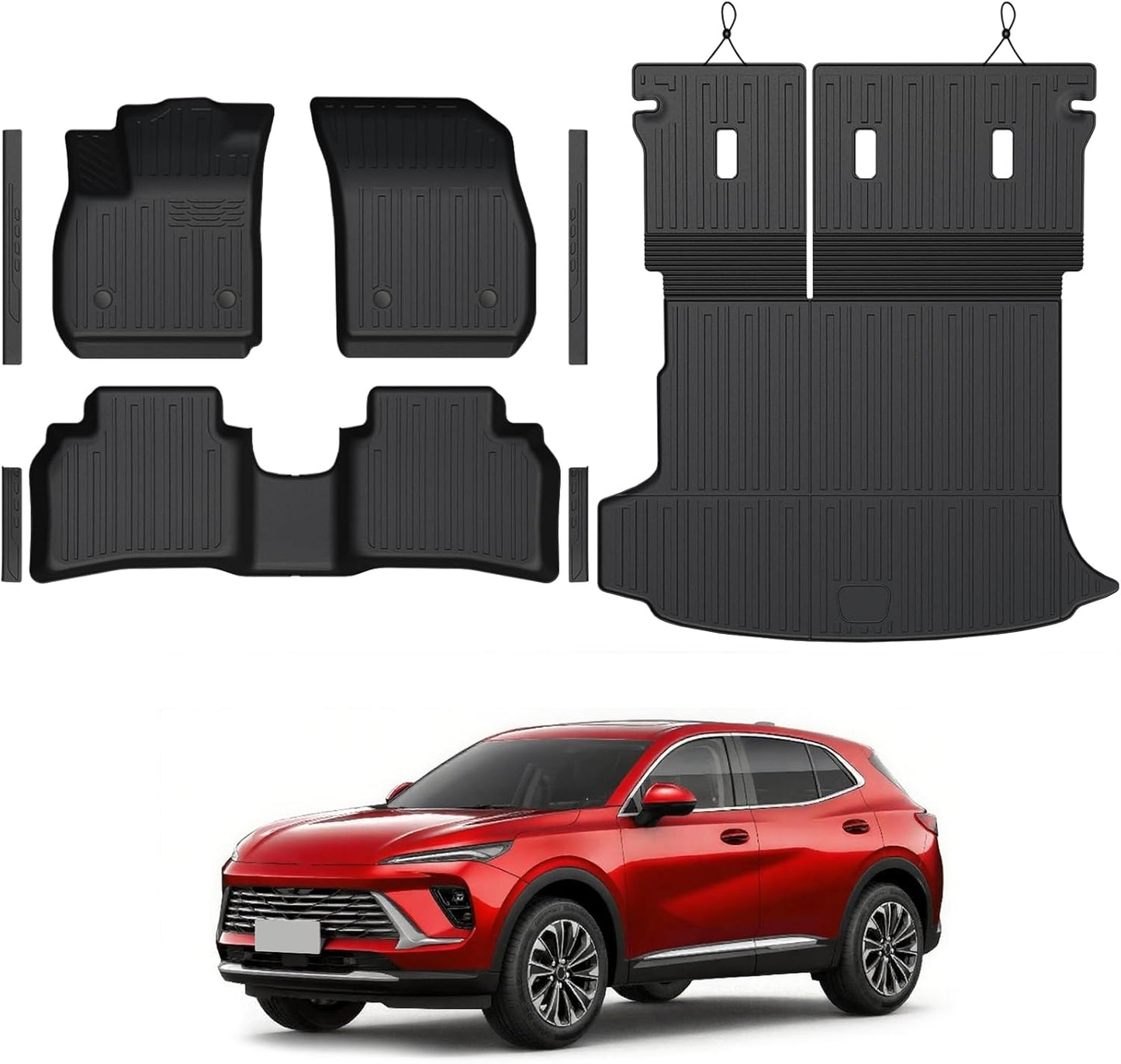 Floor Mats Set for Buick Envision 2021-2025 2026 Accessories, Full Coverage All Weather Floor Mats Cargo Mat with Backrest Protectors & Door Sill Guards