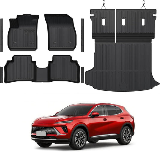 Floor Mats Set for Buick Envision 2021-2025 2026 Accessories, Full Coverage All Weather Floor Mats Cargo Mat with Backrest Protectors & Door Sill Guards