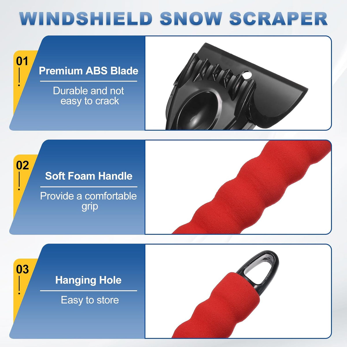 HARFINGTON Ice Scrapers for Car Windshield 10"x4" Window Frost Removal Tool