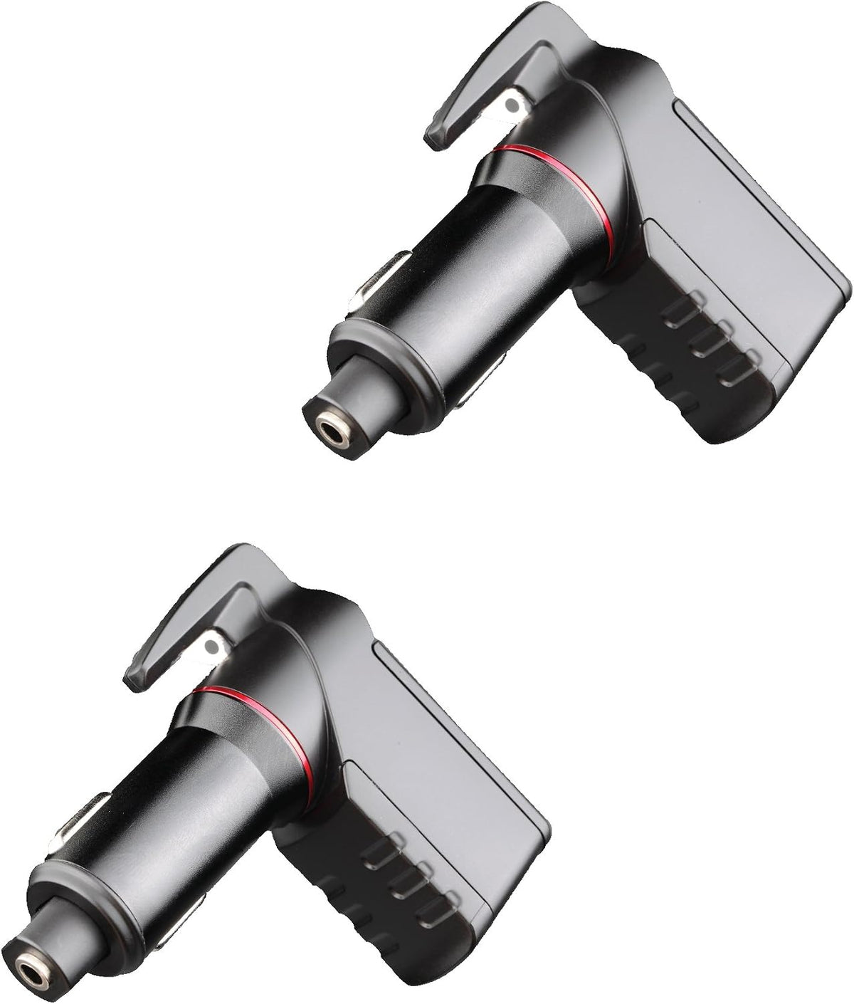 Ztylus Stinger Car Emergency Tool, Spring-Loaded Window Breaker, Car Safety Hammer, Seatbelt Cutter and Window Glass breaker, Car Escape Tool, USB Car Charger, 2 USB Ports Max 2.4A (2 pcs Black Combo)