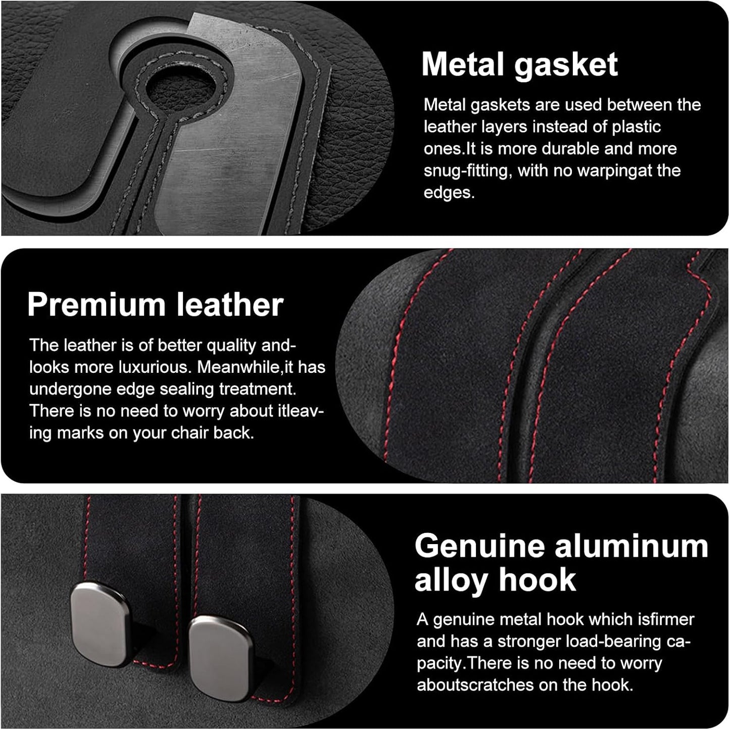 Car Purse Hook Purse Hook for Car Seats Headrest Car Seat Hooks,Heavy Duty Vehicle Organizer for Handbags, Groceries, Purses, Keep Car Tidy (Black, 2 Pack)