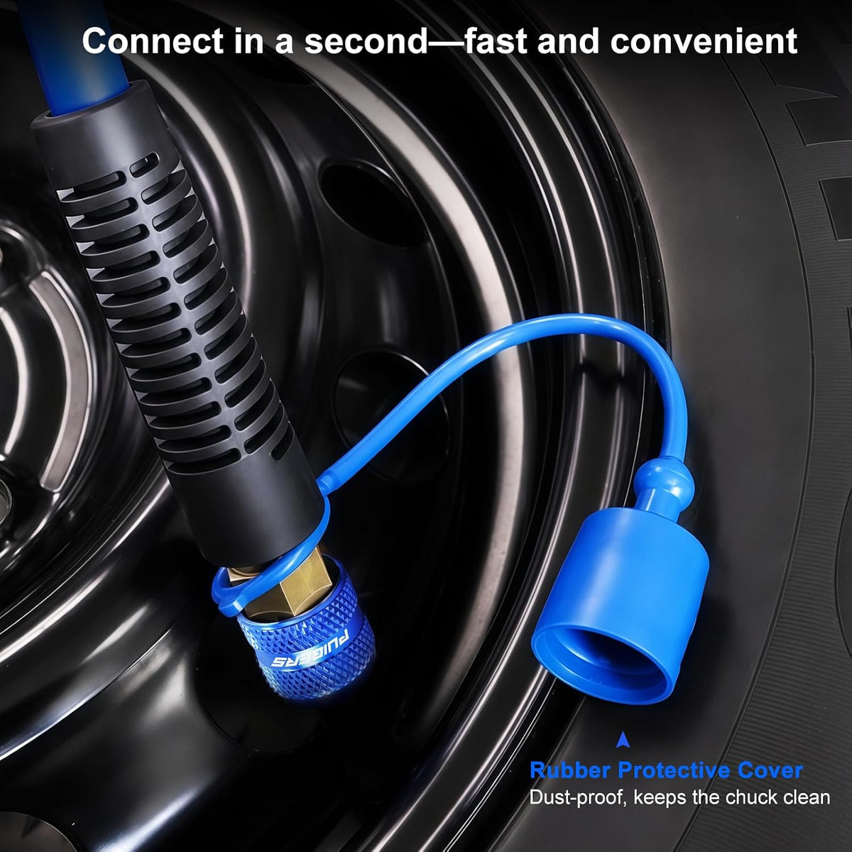 4 Tire Inflation System, 4 Way Tire Inflation Deflation System, Air Down Tire Deflators Kit Fits Up to 155" Wheelbase,Simultaneous Four Wheel Inflation for Off-Road Vehicles Car