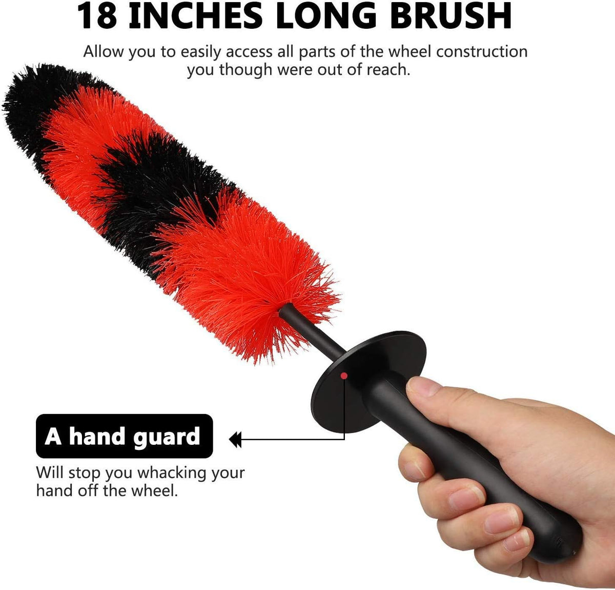 Linkhood 2-Pack Master Wheel Brush, Easy Reach Wheel and Rim Detailing Brush 18’’ Long Soft Bristle, Car Wheel Brush, Rim Tire Detail Brush,Multipurpose use for Wheels,Rims,Exhaust Tips,Motorcycles