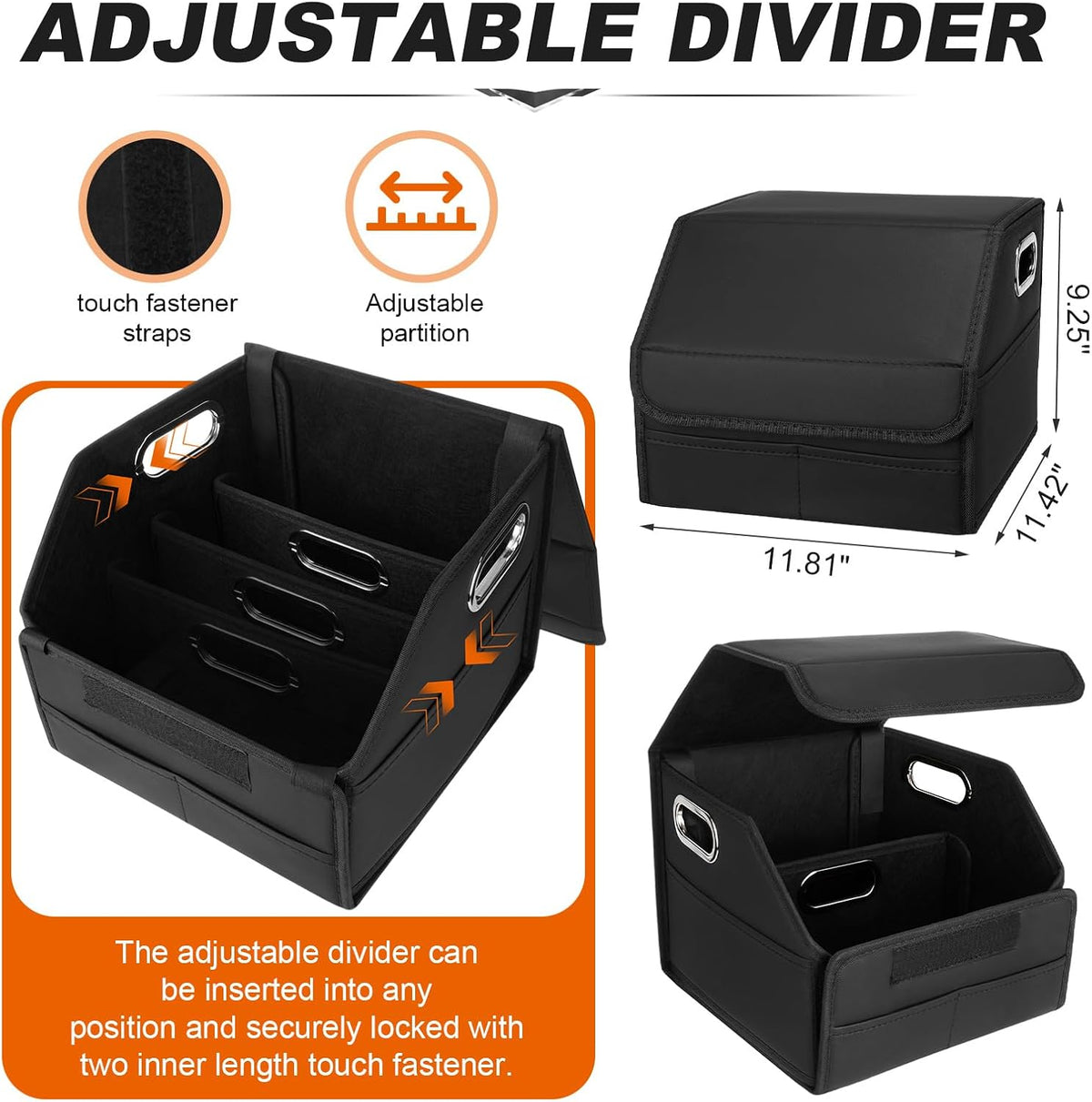 Car Storage Organizer with Box Lid, Leather Car Seat Organizer, Black