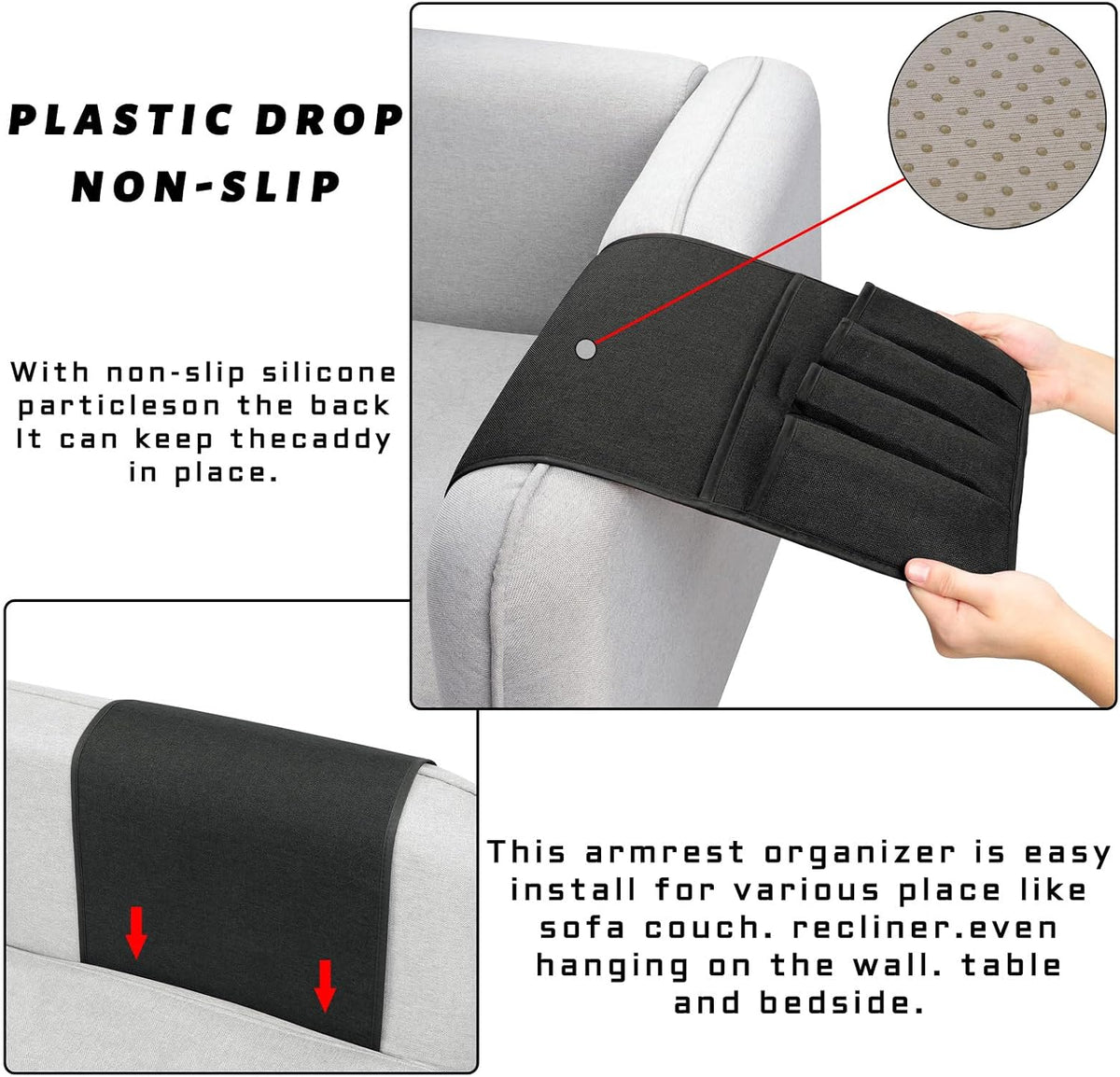 Remote Control Holders for Armchairs, Couch Caddy, Featuring Non-Slip Bases