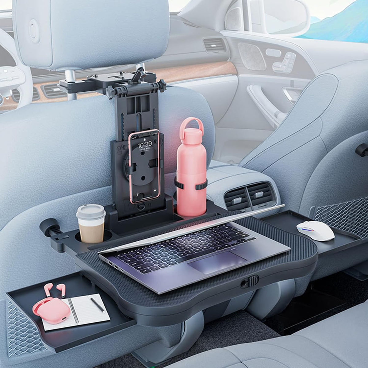 Car Steering Wheel Tray Back Seat Tray,Extension Steering Wheel Desk Car Food Eating Tray Table,Car Laptop Desk with Phone/Tablet/Cup Holder for SUVs,Trucks & Vans