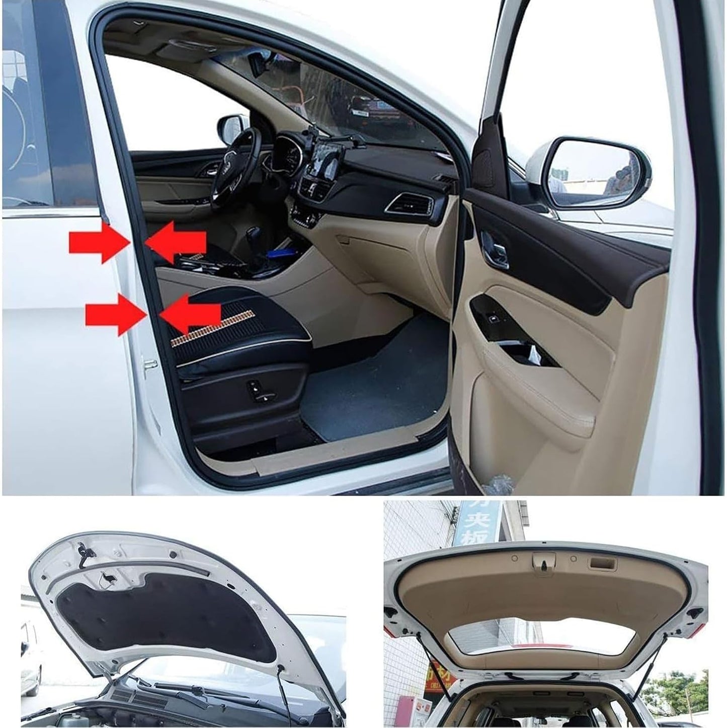 98.4 Feet Universal Self Adhesive Weather Seal Strip, 51/100 x 1/5 Inch Thick, Car Door & Window Weatherstrip with Soundproof Engine Cover