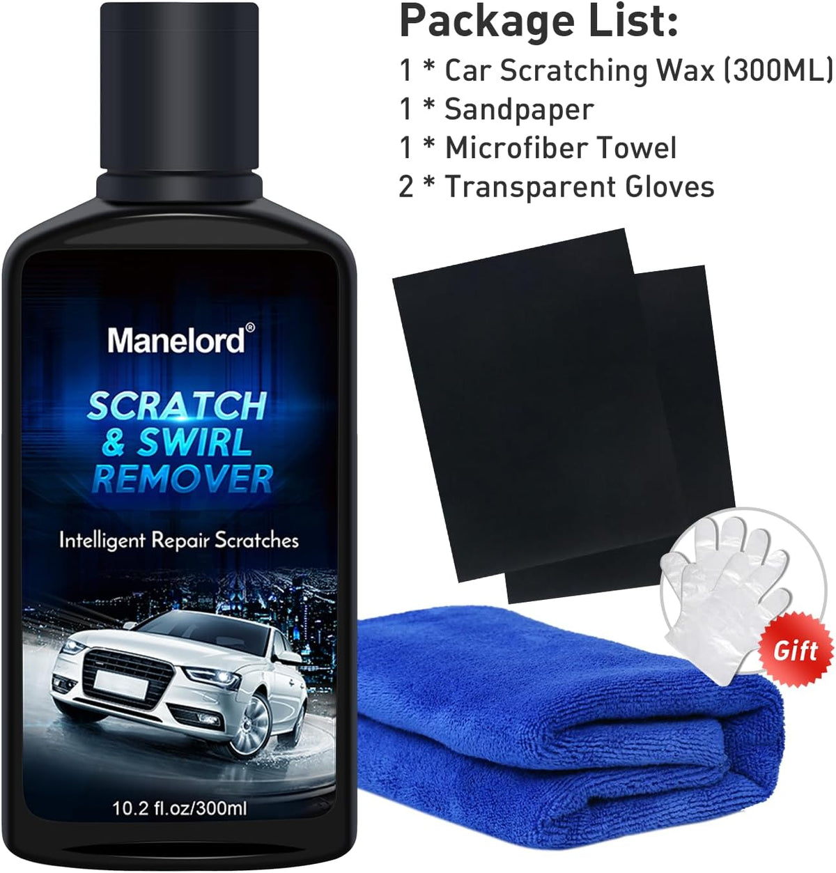 GLISTON Car Scratch Remover, Scratch Swirl Removal Kit, Auto Polish Pre-Waxing, Paintwork Restorer for Cars