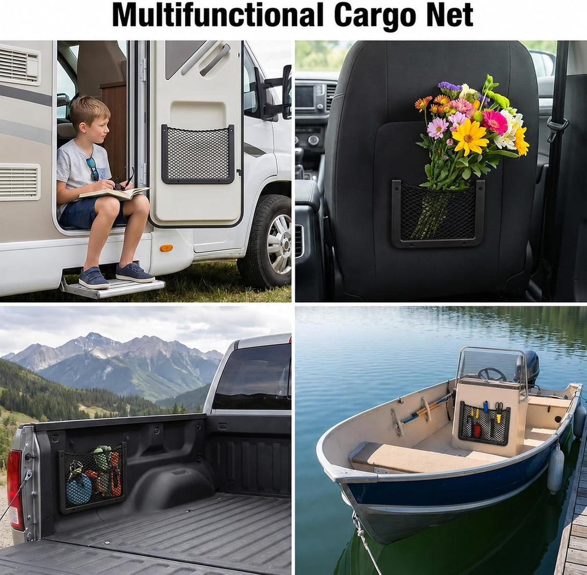 2 Pcs Framed Storage Net Pocket, 12 x 8 Inch Car Storage Net