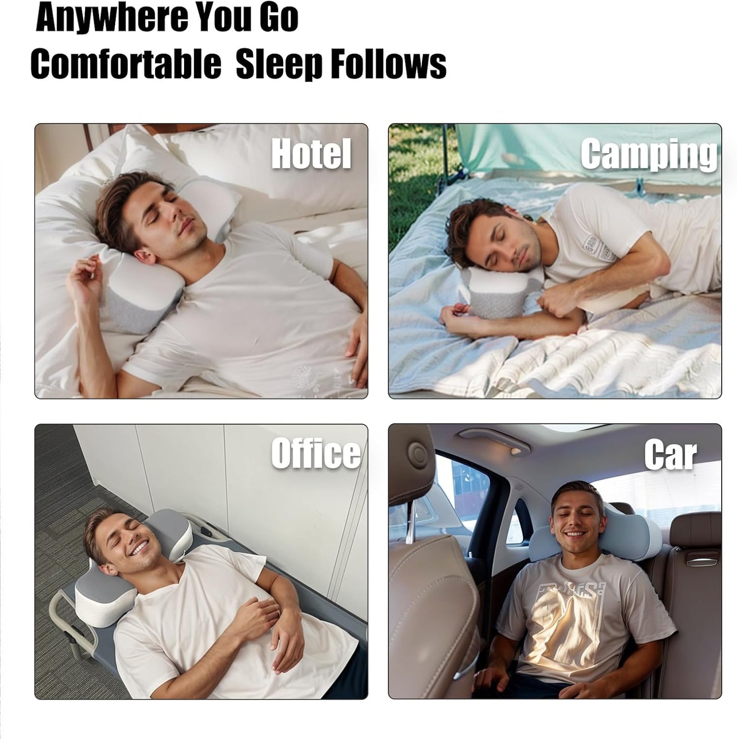 Bespilow Travel Cervical Pillow for Bed Sleeping, Small Memory Foam Neck Pillow with Cooling Washable Cover, Compact Ergonomic Neck Support Pillows for Car Camping, RV, Road Trip & Passenger Seat
