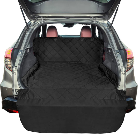 F-color SUV Cargo Liner for Dogs - 55 x 91 Inches Rear Cargo Cover, Black | Water Resistant, Bumper Flap, Non-Slip, Car Trunk Dog Car Seat Cover Prevents Scratches Pet Hair Mud Dirt for Mid-Size SUVs