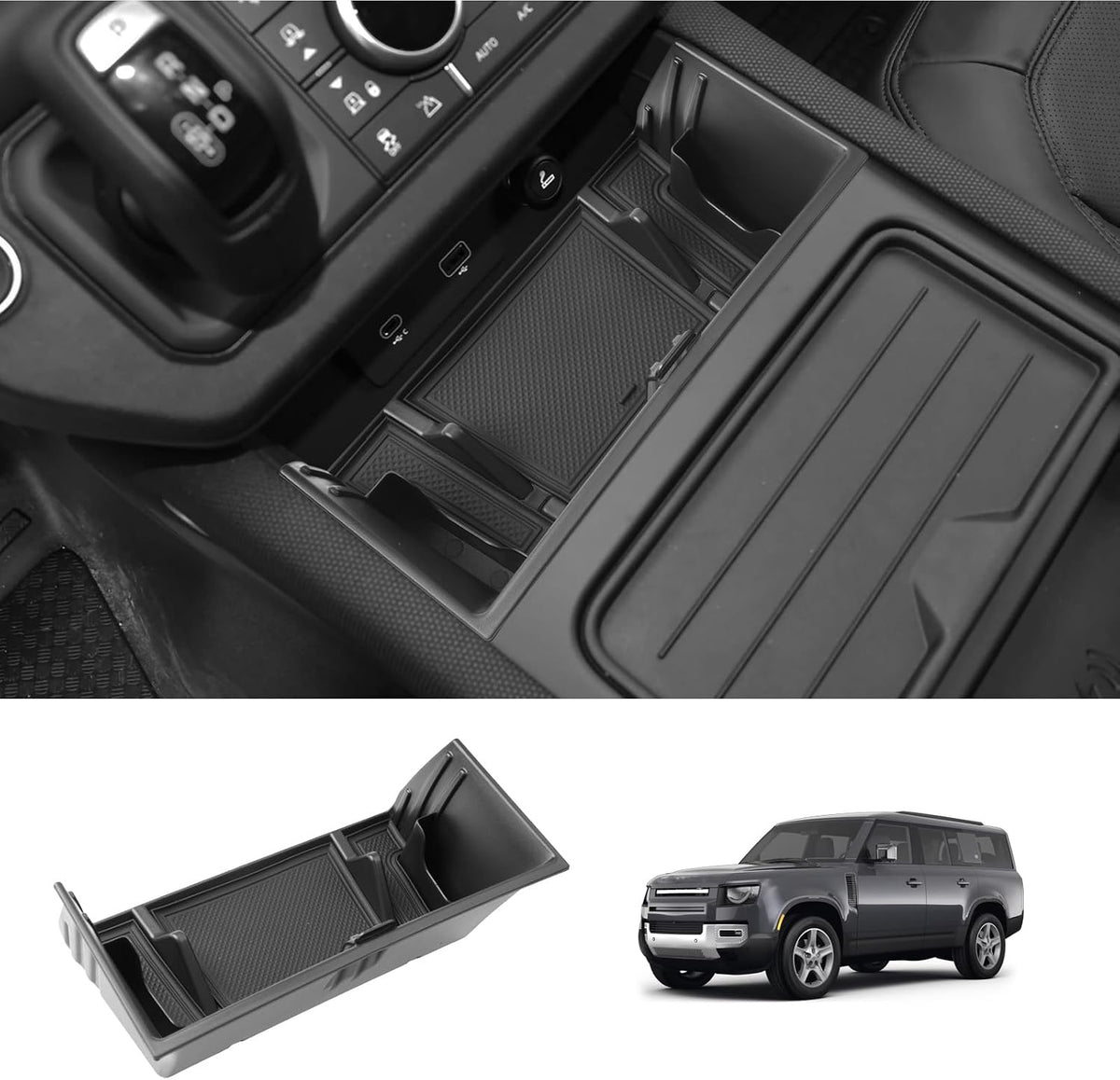 LUWU 2025 Defender Under Screen Organizer Compatible with 2020 2021 2022 2023 2024 2025 Land Rover Defender Accessories Center Console Organizer Armrest Console Organizer Insert Tray