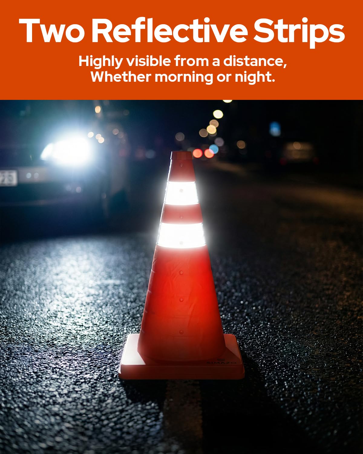 4 Pack 18In Collapsible Traffic Safety Cones with Reflective Collar