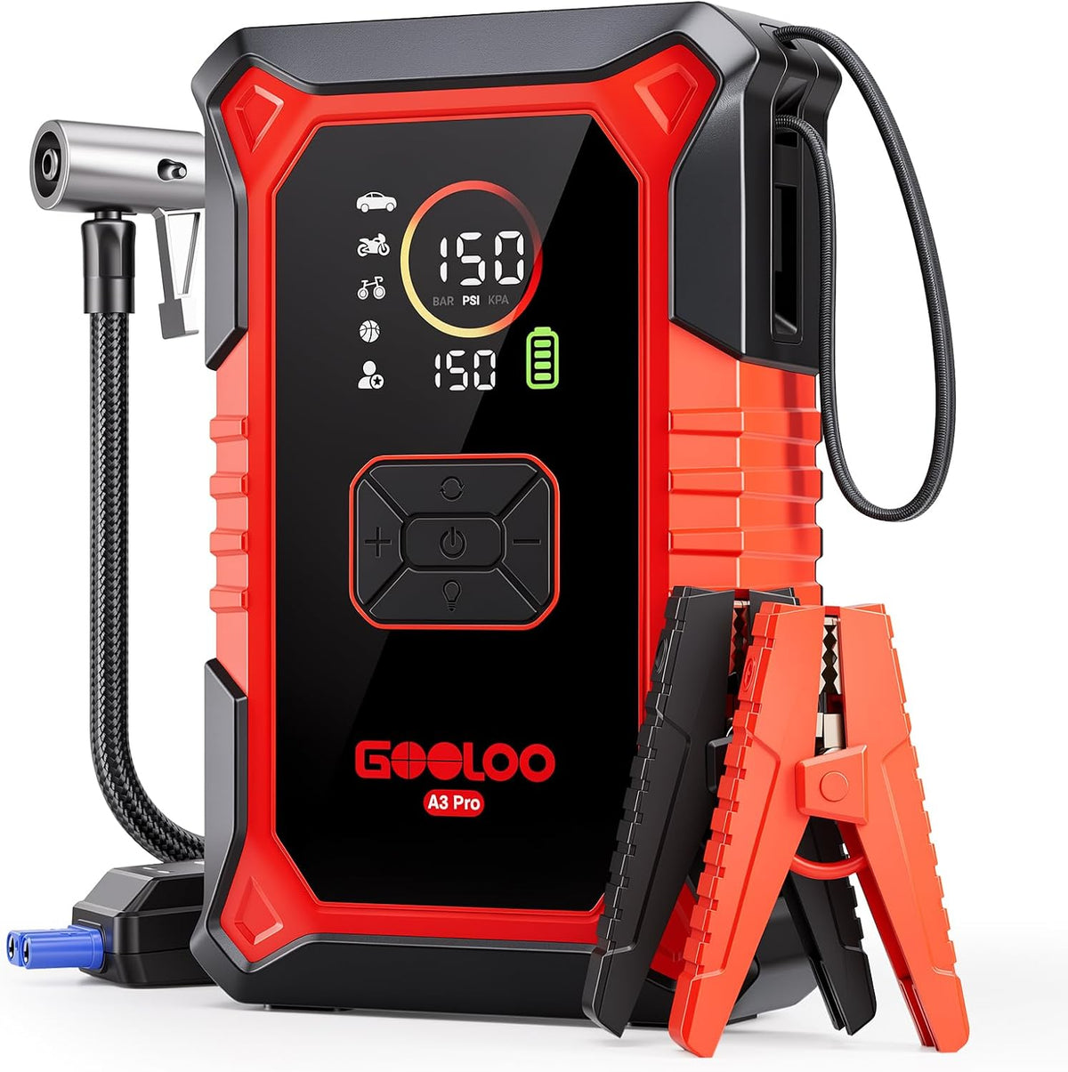 GOOLOO A3 Pro 12V 3000A Portable Car Jump Starter with Air Compressor