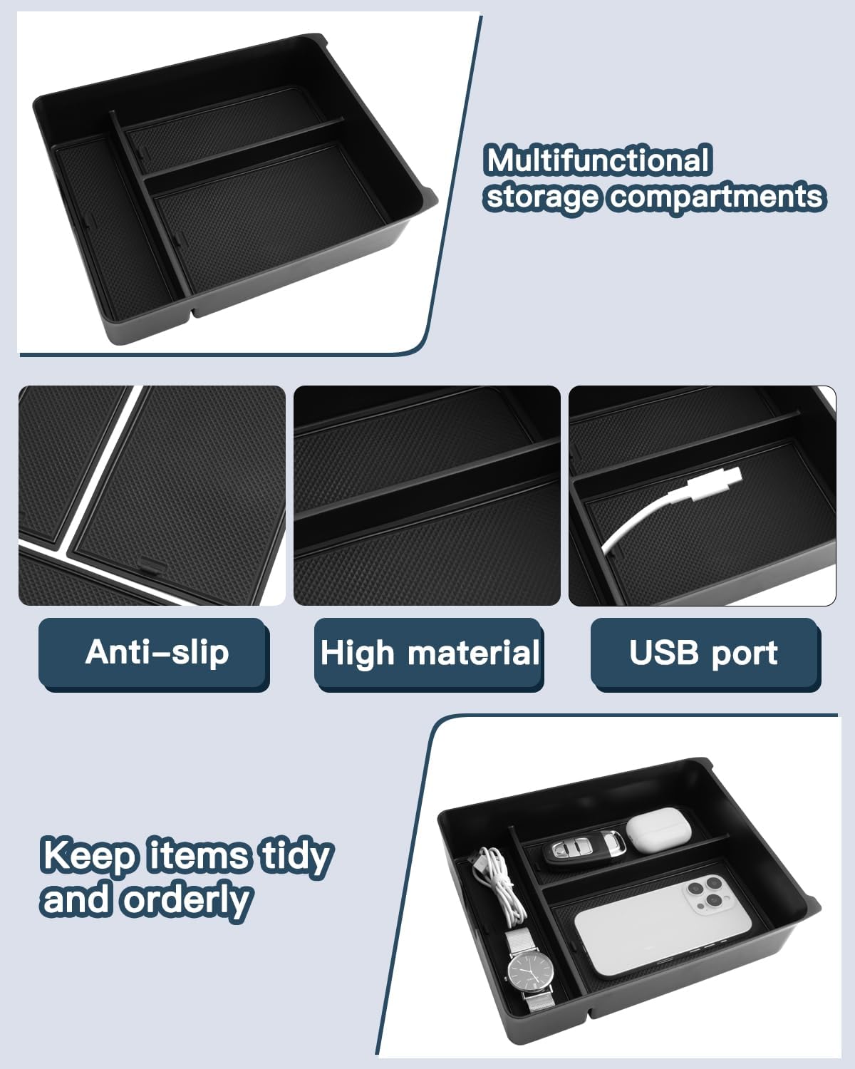 Ruiya 2026 Passport Center Console Organizer,for Honda Passport 2026 Accessories ABS Material Middle Console Glove Tray Compatible with 2026 Honda Passport RTL/TrailSport/TrailSport Elite