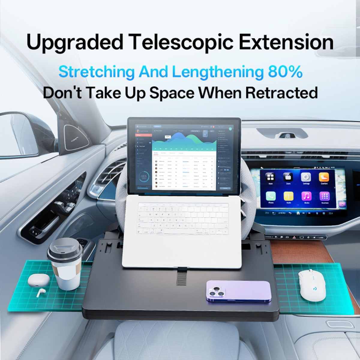 Adjustable Car Steering Wheel Tray, Extra Large Car Tray for Laptop & Food