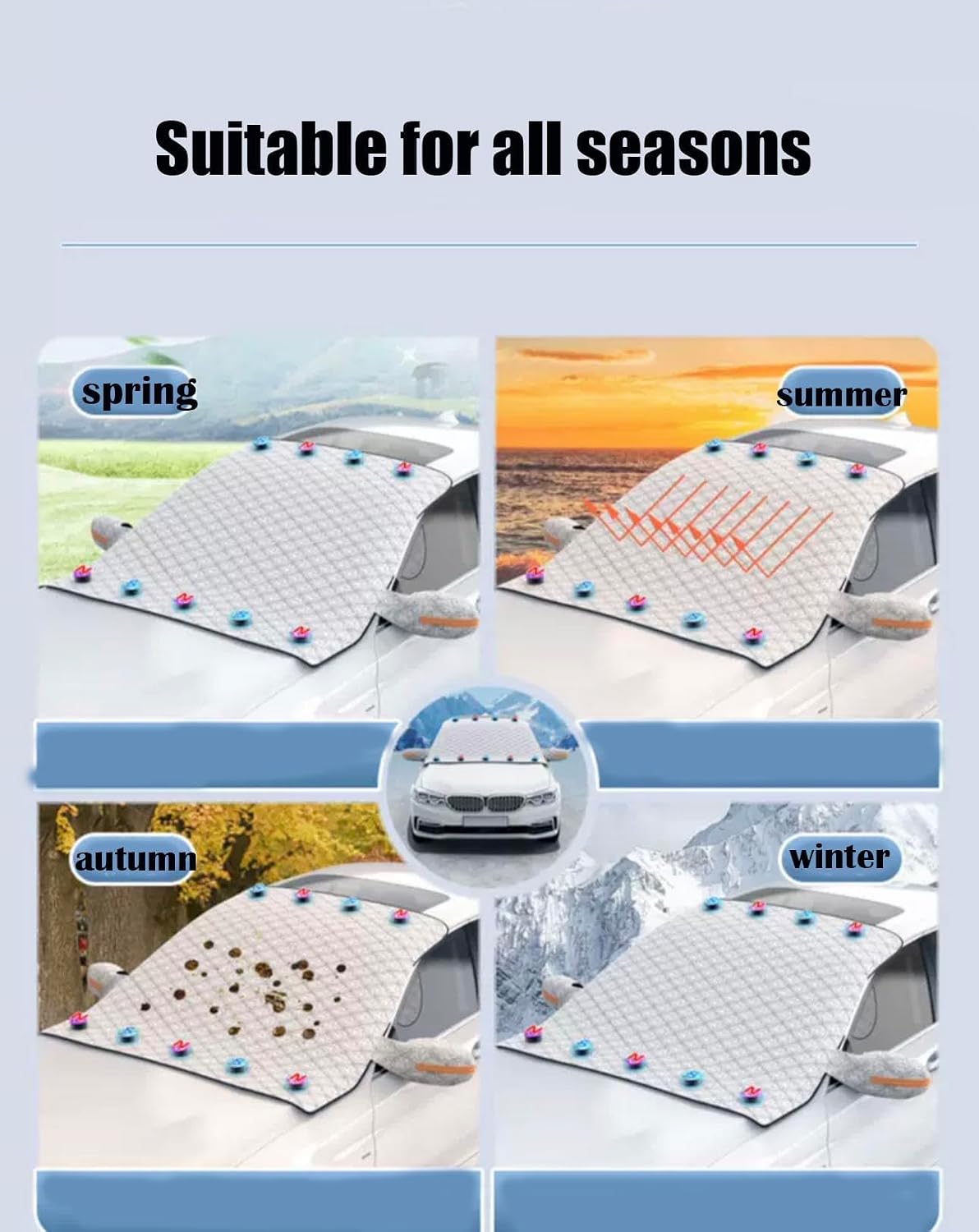 Car Windscreen Covers for Jeep Renegade 2015-2022 9 Magnets Car Frost Windscreen Cover Car Windshield Snow Cover Against Snow Frost Ice Sun UV Dust Water C 170 * 143(Normal/A 145 * 113)